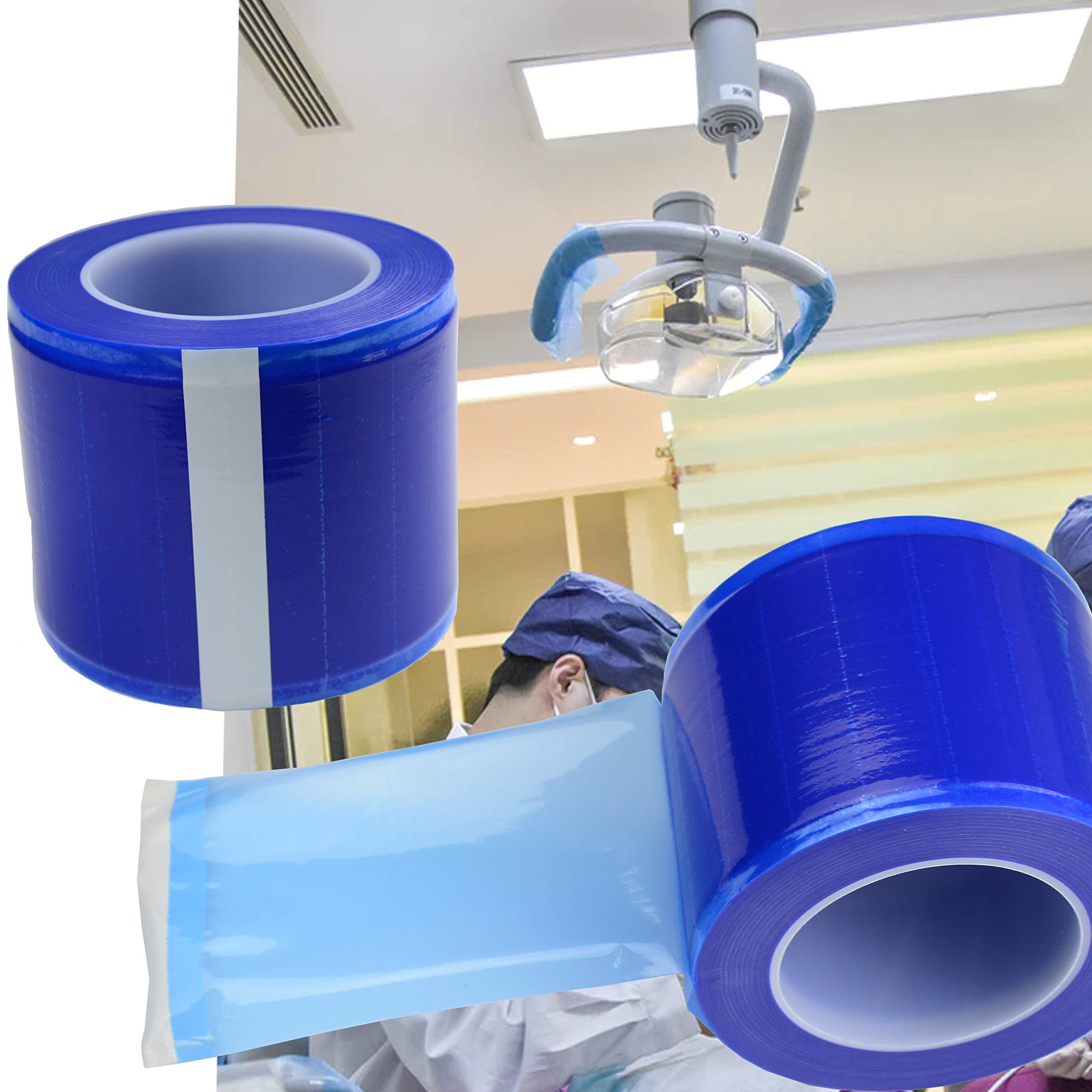 1200 Sheets Disposable PE Barrier Tape Film Roll - 4 x 6 Inch Adhesive Protective Plastic Wrap for Tattoo, Surface Protection & Cleaning (Blue) | Ideal for Tattoo Studios, Medical Clinics & Home Sanitation