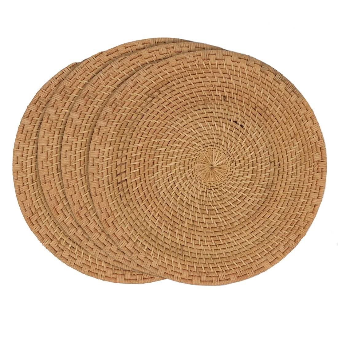 Premium Hand-Woven Rattan Placemats Set of 4 - 15
