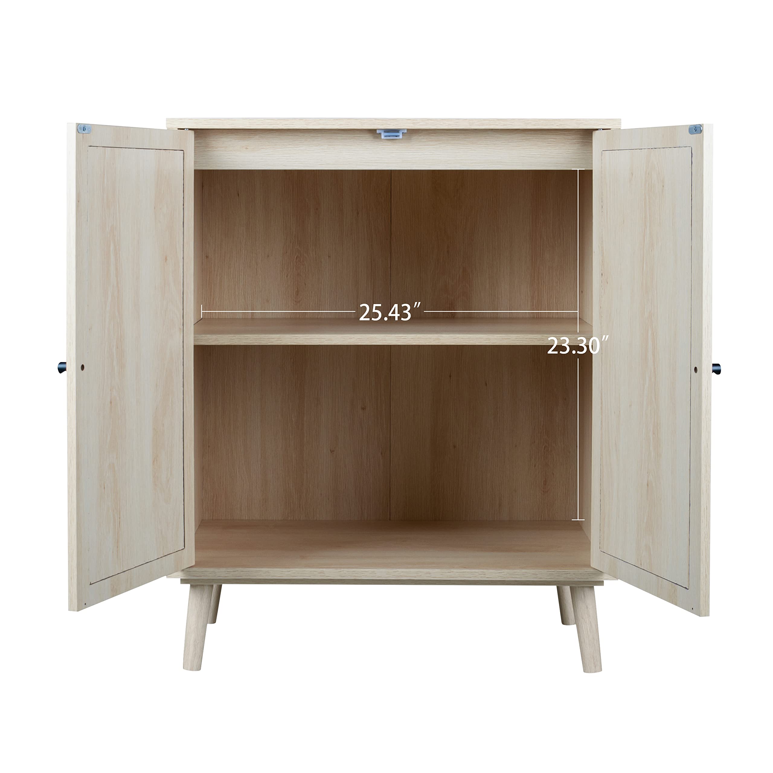 Rattan 2-Door Buffet Sideboard Cabinet with 2 Adjustable Shelves - Freestanding Console Table for Entryway, Kitchen & Dining Room - Natural Woven Accent Storage Furniture for Home Decor