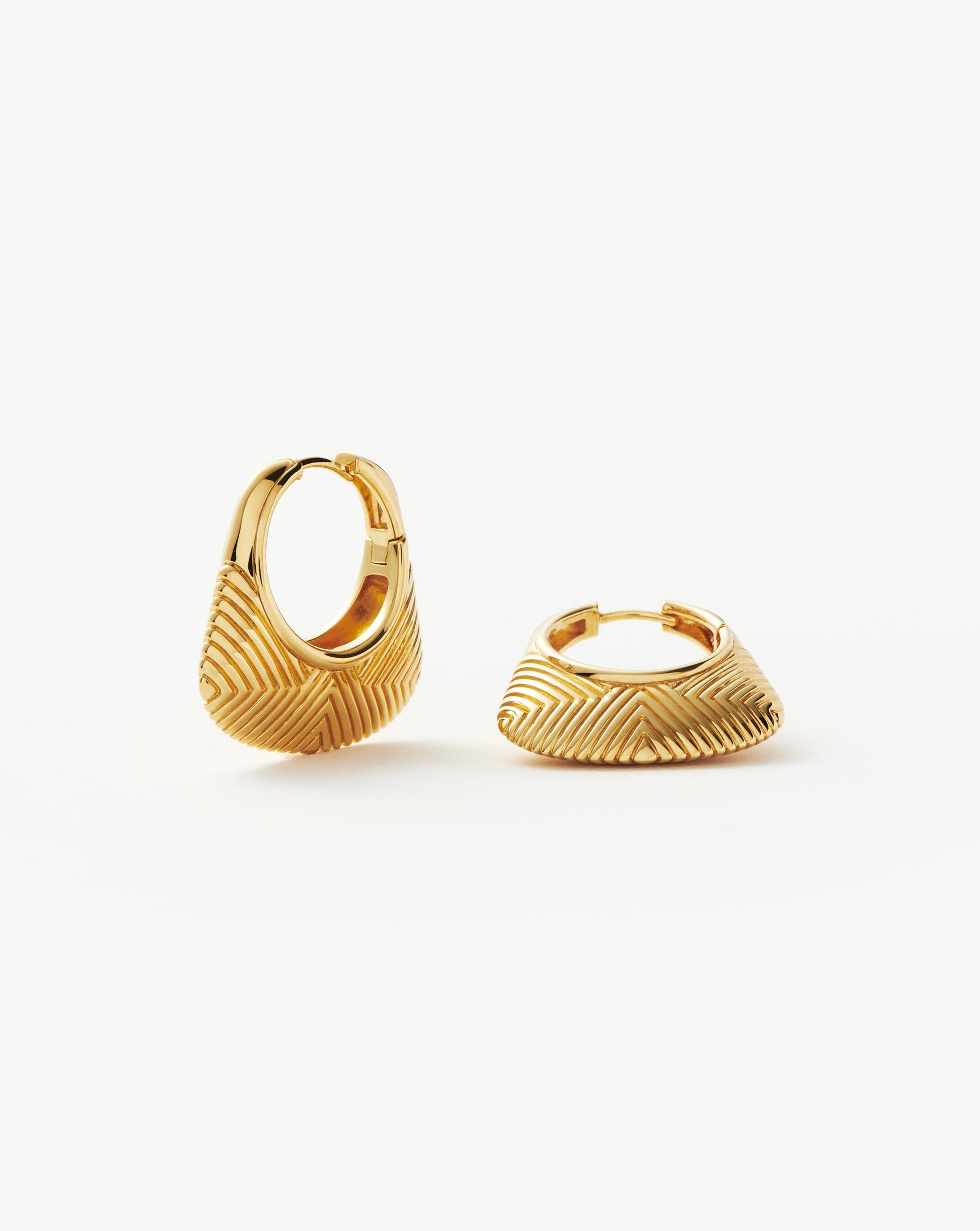 Hera Ridge Hoop Earrings for Women - 14K Gold Plated Stainless Steel Dangle Earrings - Trendy Boho Chic Jewelry for Everyday Wear & Special Occasions