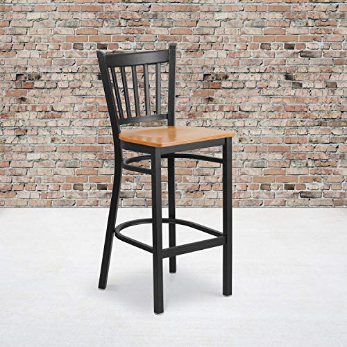 Natural Wood Seat/Black Metal Frame
