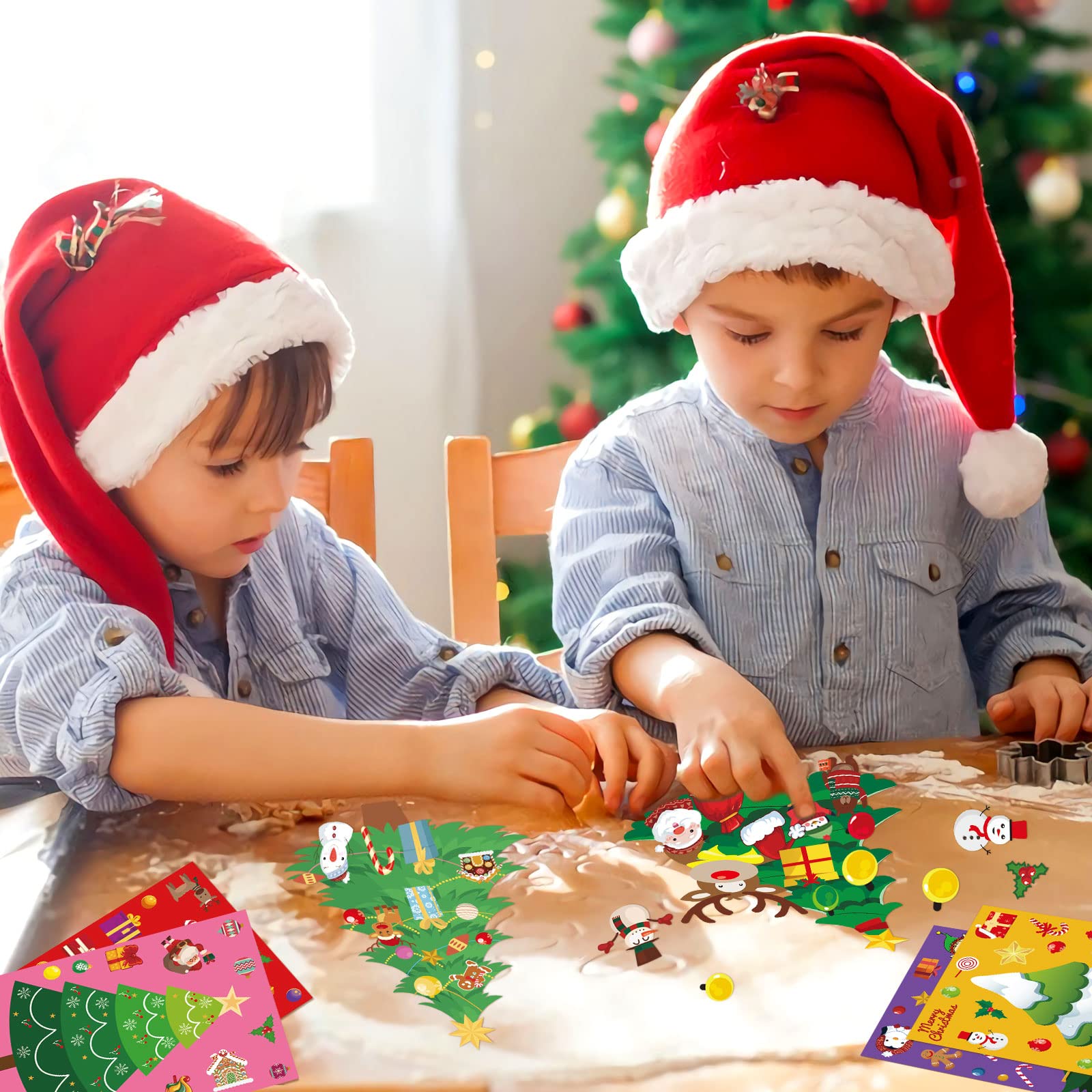 NOVWANG Christmas Tree Stickers for Kids - DIY Holiday Craft Kit, Party Games & Classroom Activities | Perfect for Christmas Decorations, Gift Wrapping & Holiday Projects