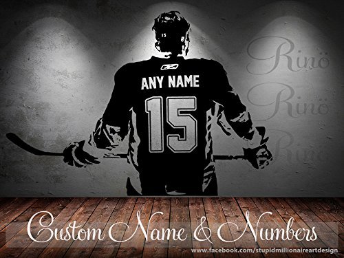 Custom Hockey Decal with Name & Jersey Numbers - Vinyl Wall Art Sticker for Hockey Room Decor - Perfect for Bedroom, Man Cave & Game Room Sports Decorations