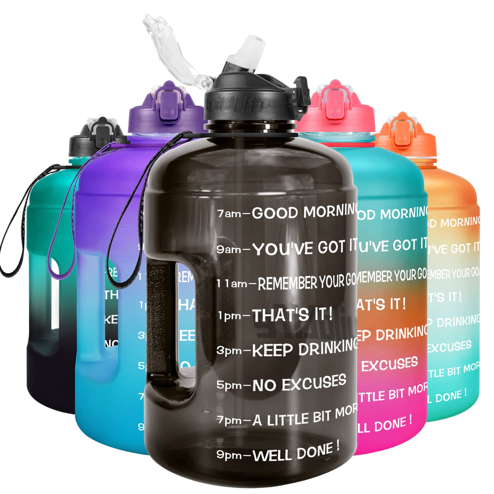 1 Gallon Motivational Water Bottle with Straw & Time Marker - BPA Free Large Water Jug for Gym, Workouts & Daily Hydration - Stay Hydrated All Day for Fitness, Office & Outdoor Activities