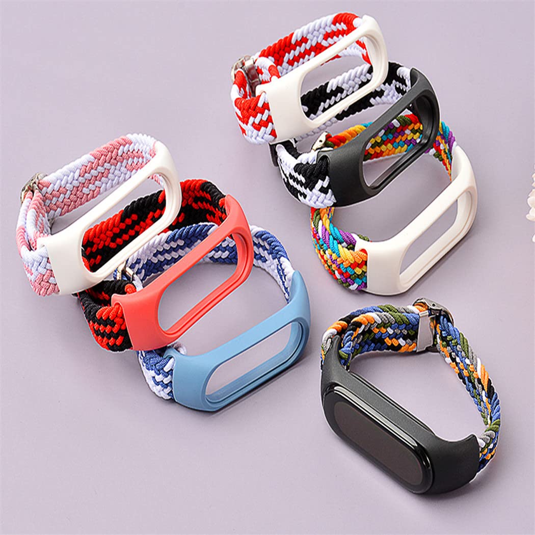 Braided Solo Loop Adjustable Nylon Strap for Xiaomi Mi Band 6/5/4/3 - Stretchable Sport Band for Fitness, Running & Daily Wear