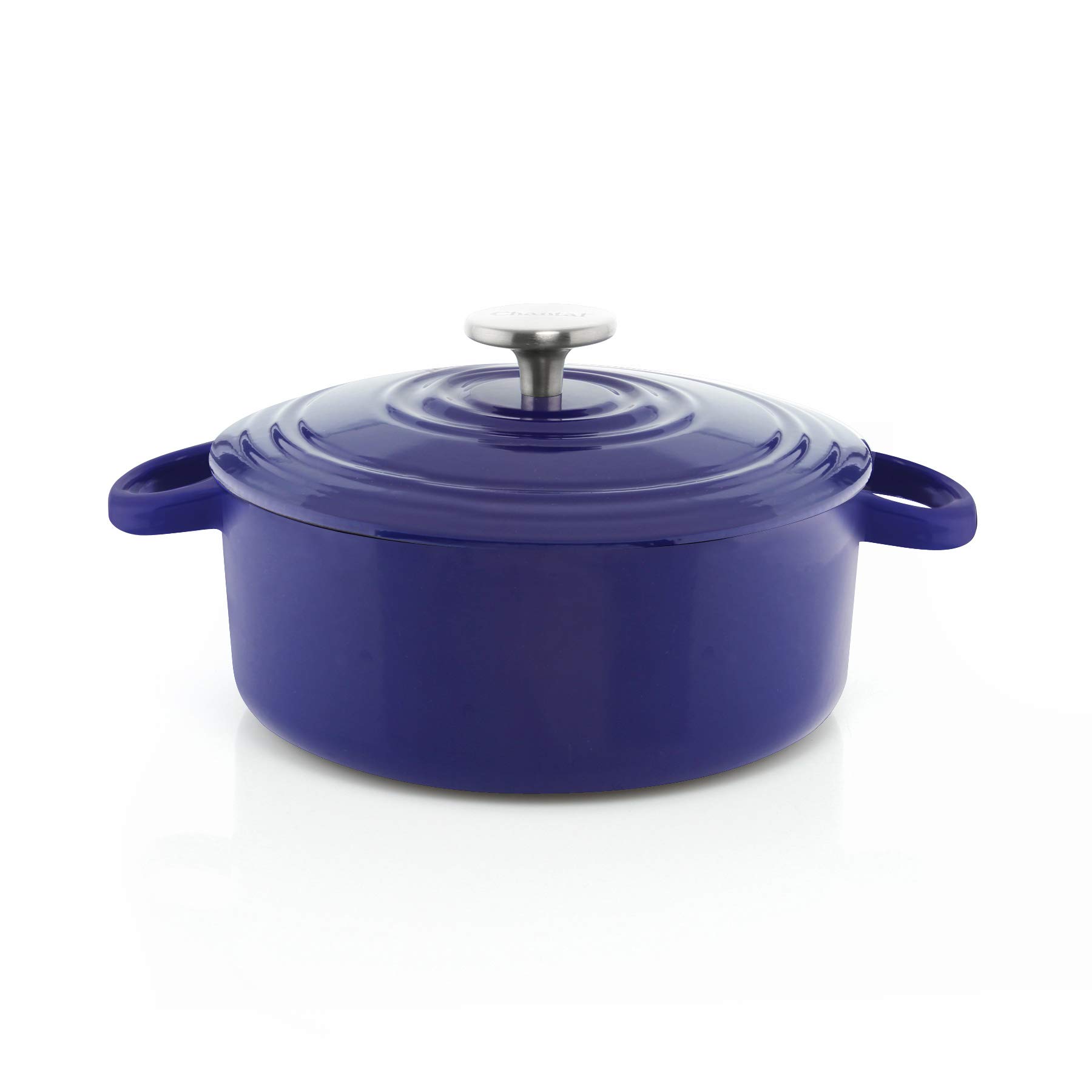 Premium Chantal 3 Quart Cast Iron Dutch Oven with US Formulated Enamel Coating - Cobalt Blue - Perfect for Braising, Stewing & Baking at Home or Outdoor Cooking
