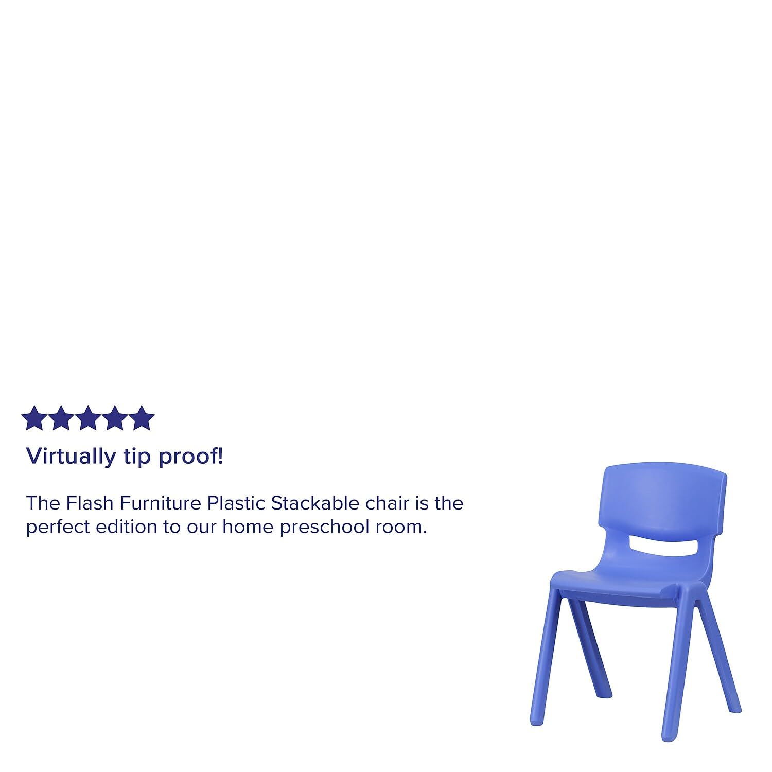 Flash Furniture Whitney 5-Pack Blue Plastic Stacking Chairs - 15.5