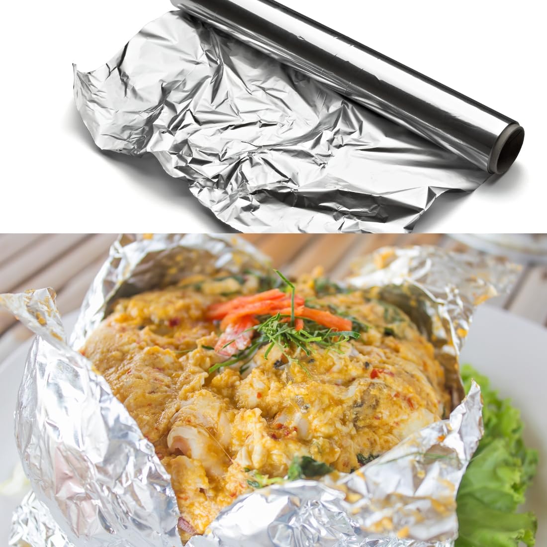 Premium Aluminum Foil & Parchment Paper Roll - Heavy Duty Food Wrapping & Baking Sheet for Cooking, Grilling, Meal Prep & Storage (9 Meters, 1 Roll) - Ideal for Home Kitchens, Restaurants & Outdoor BBQs