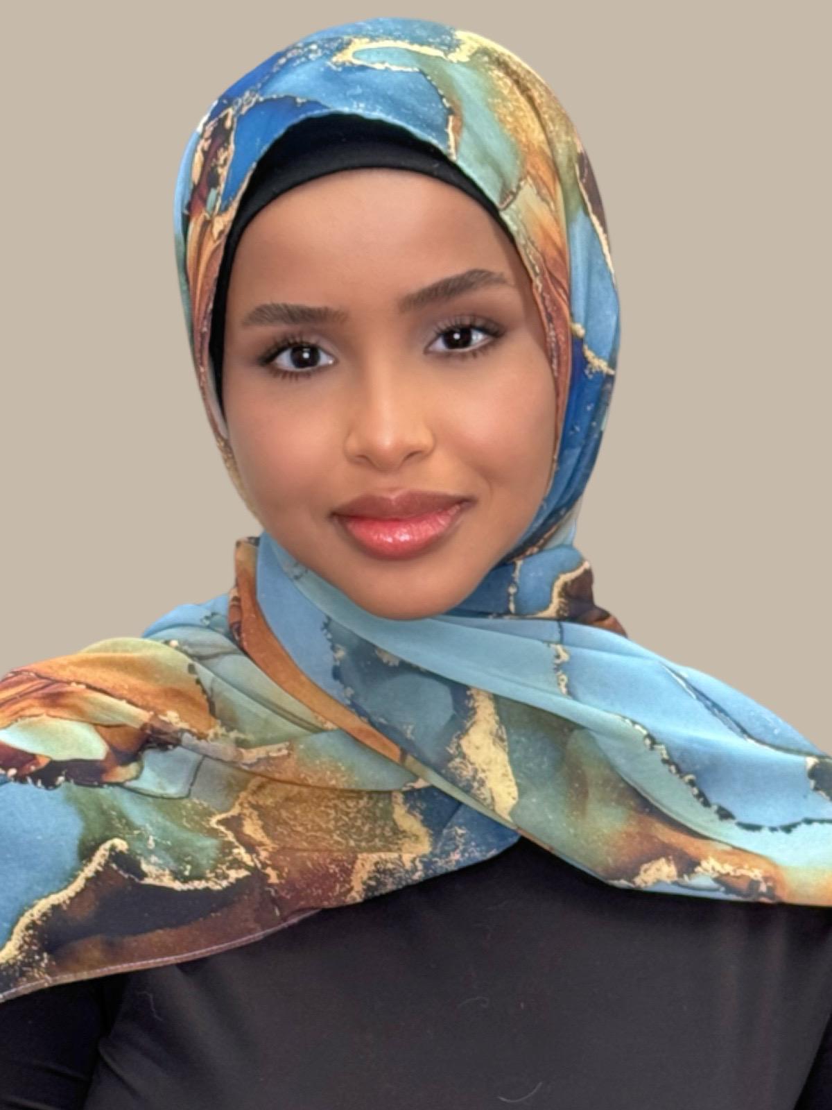 Printed Chiffon Hijab Scarf - Soft Lightweight Muslim Headscarf for Women - Perfect for Daily Wear, Prayer, and Special Occasions