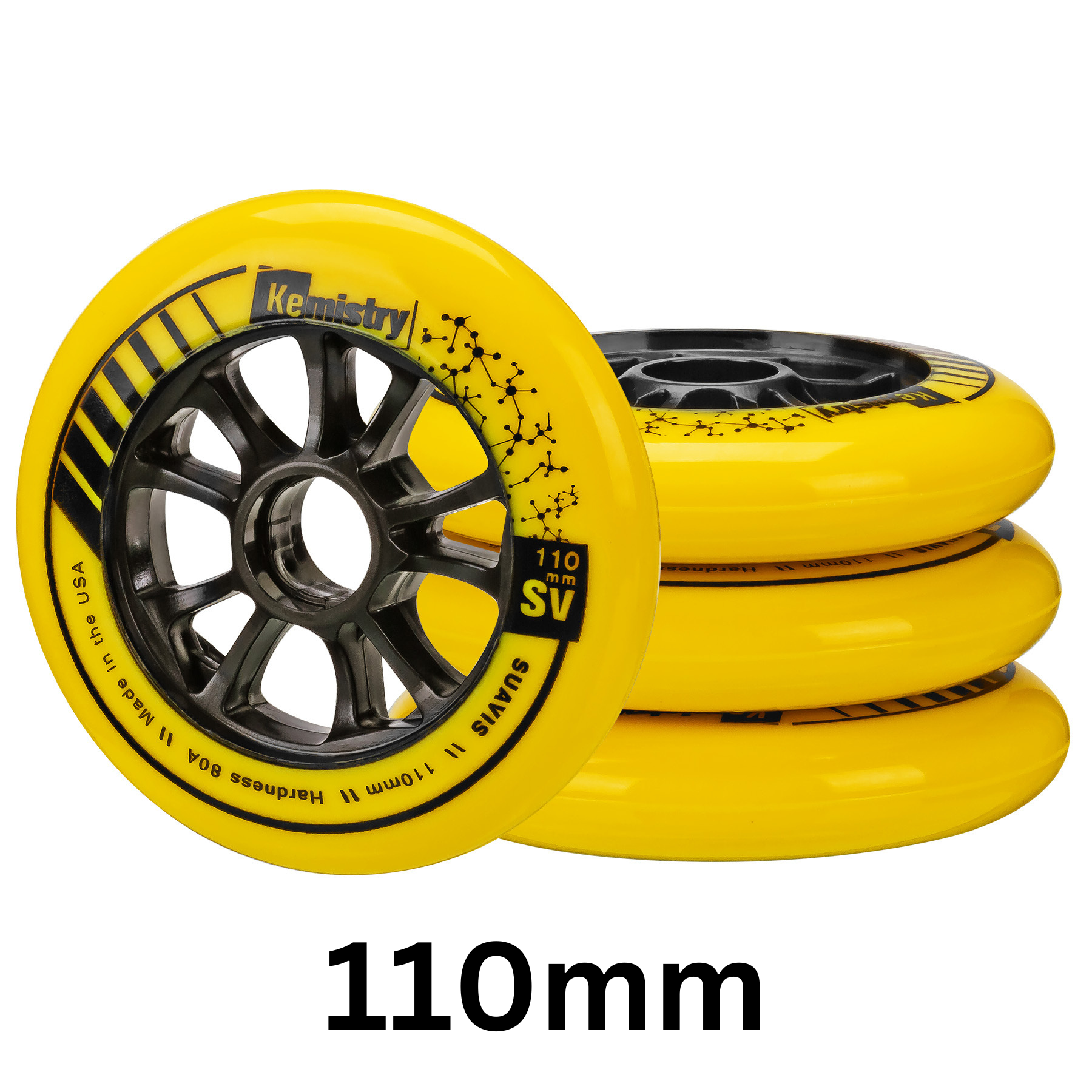 Kemistry Suavis Inline Skating Wheels - High Performance 80mm 85A Urethane Wheels for Aggressive & Recreational Skating - Perfect for Skate Parks, Rinks & Outdoor Rollerblading