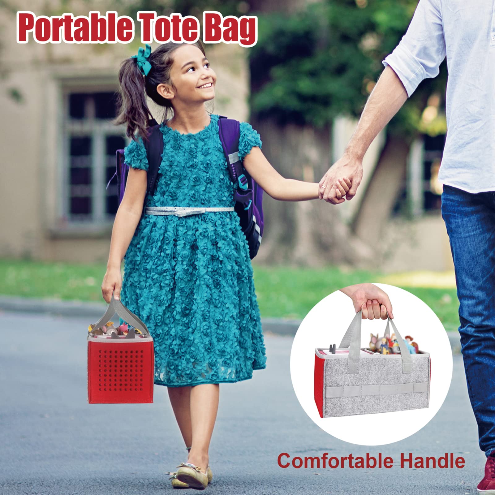 Toniebox Tote Bag - Portable Carrying Case for Audio Player & Figures, Kids Organizer for Travel & Play (Red)