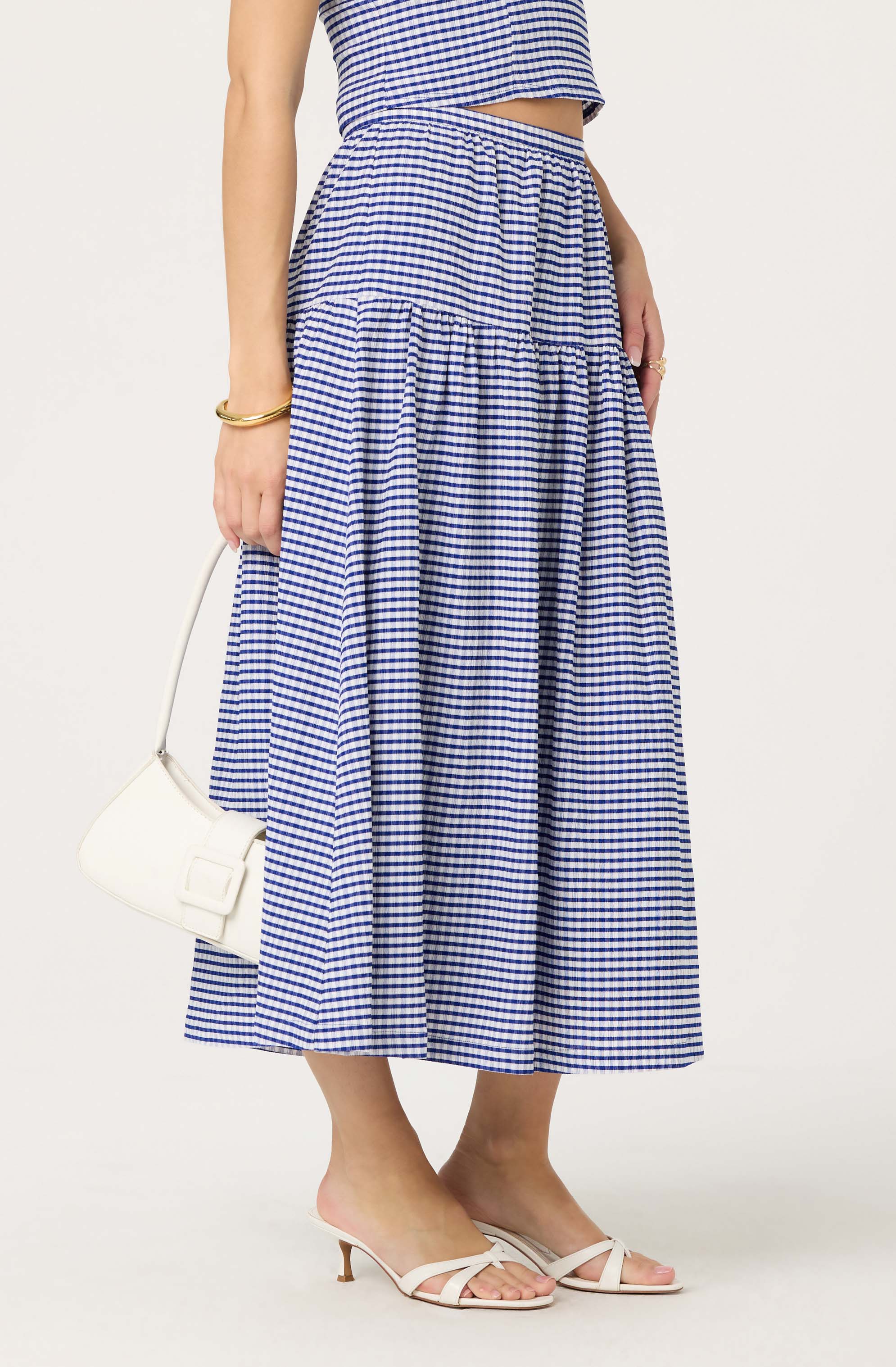 Drop Waist Gingham Midi Skirt for Women - Vintage Plaid A-Line Skirt with Pockets - Perfect for Spring Summer Outfits, Picnics & Date Nights