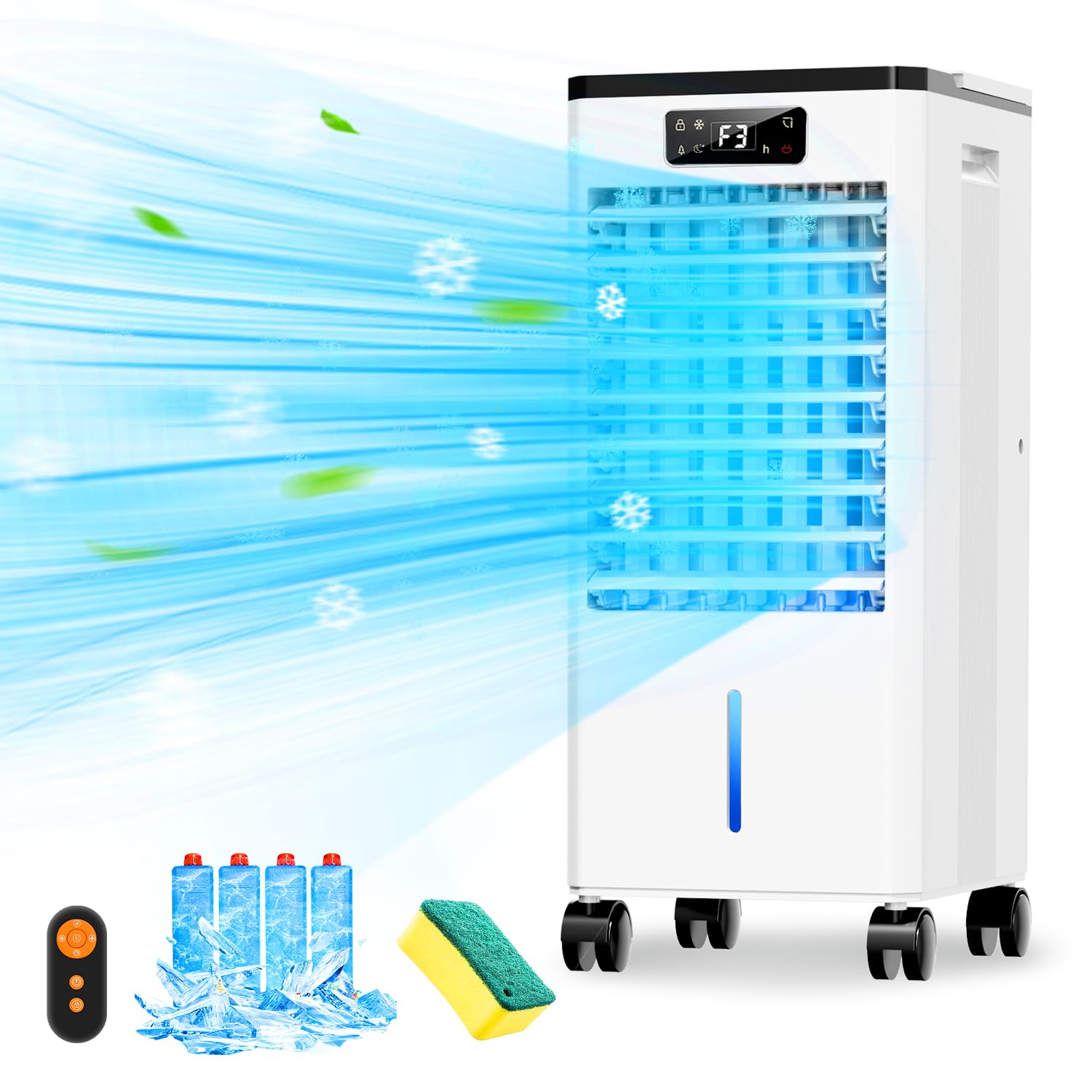 Portable Air Conditioner 3-in-1 Evaporative Swamp Cooler - Windowless AC Unit with 4 Modes, 3 Speeds, 12H Timer, Child Lock & Smart Remote - Touch Control Portable Air Cooler for Bedroom, Office, Living Room & Indoor Use - Perfect for Summer Cooling & Home Comfort