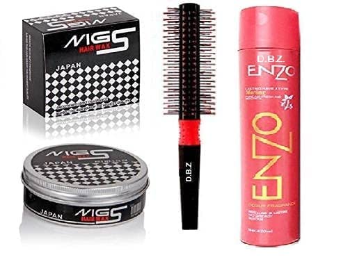 HMG Strong Natural Hair Brush Roller for Styling & Volume | Hair Wax & Roller Spray for Men (3-Pack) - Perfect for Salon, Home & Travel Use