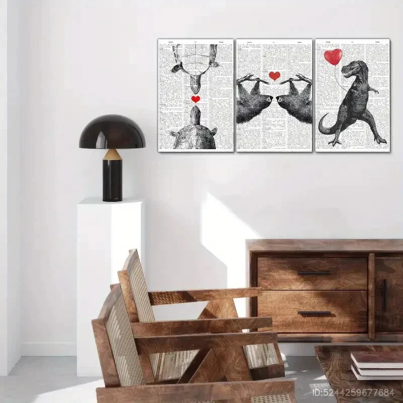 3-Piece Metal Wall Art Set - Sea Turtle, Sloth & T-Rex Dinosaur - Ready to Hang Home Decor for Living Room, Bedroom or Office