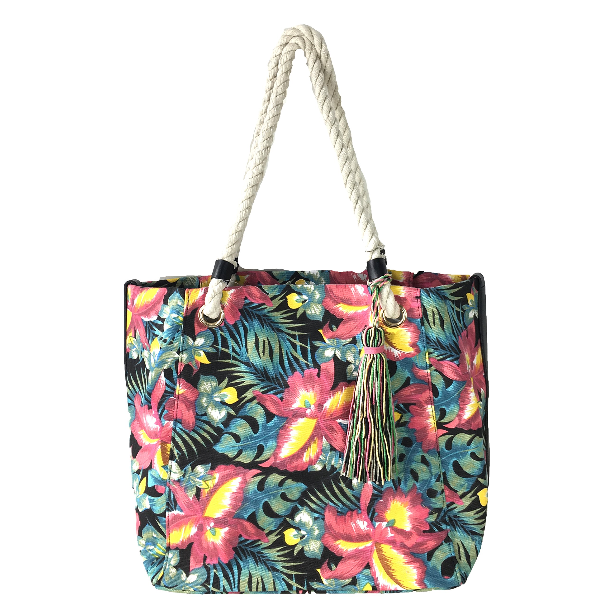 Magid Tropical Floral Print Large Market Tote Beach Bag - Multi Color Waterproof Shopping & Grocery Tote for Beach, Pool, Travel & Farmers Market