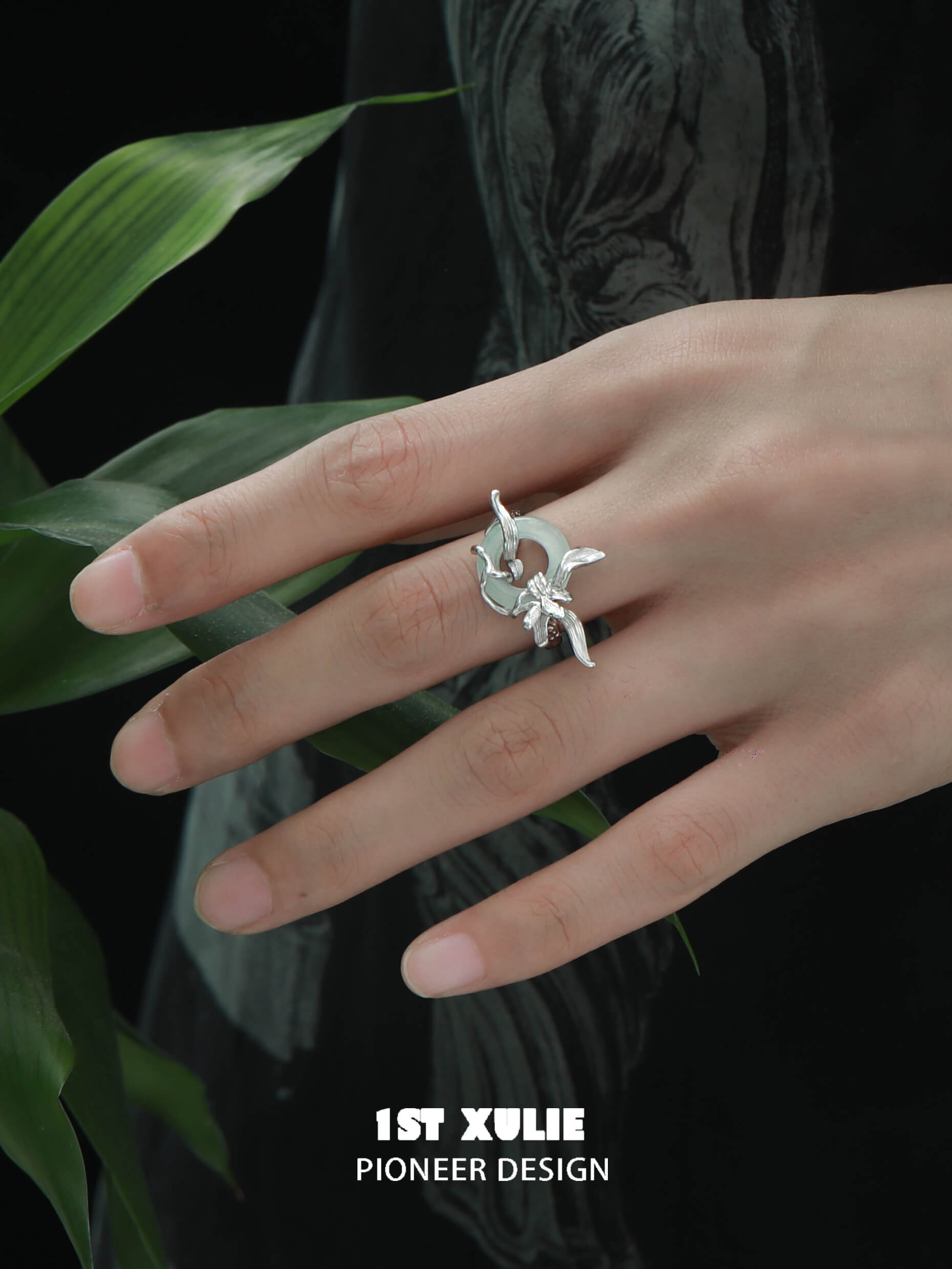 Irises S925 Sterling Silver Jade Rings for Women - Elegant Vintage Style Jewelry for Daily Wear & Special Occasions