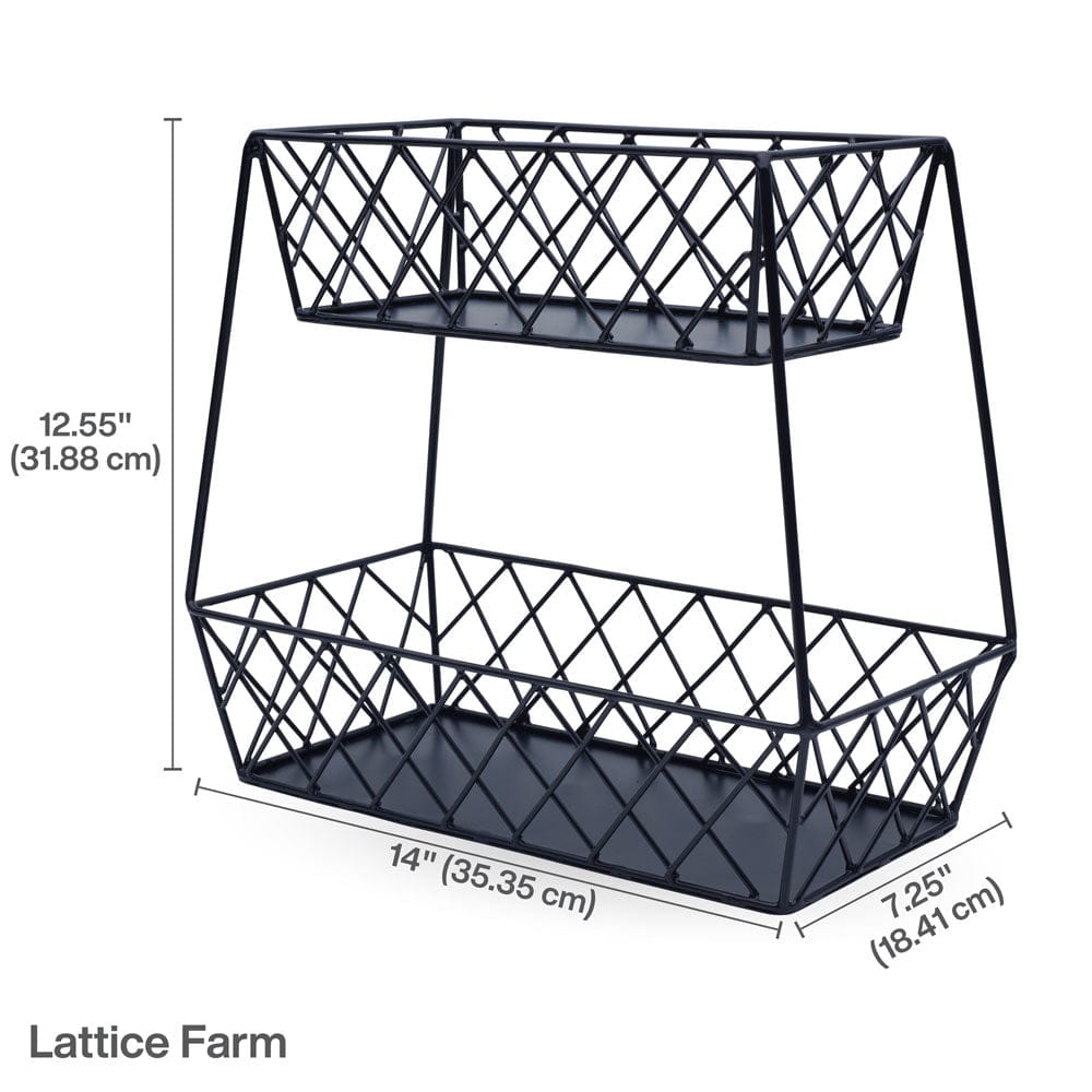Lattice Farm Flat Back 2 Tier Storage Basket - Woven Rattan Organizer for Bathroom, Kitchen, or Bedroom - Perfect for Towels, Toys, and Home Decor