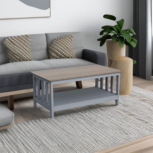 ChooChoo Grey Coffee Table with Shelf - 40 Inch Modern Living Room Furniture for Small Spaces, Home Decor & Storage Solutions | Perfect for Apartments, Studios & Cozy Living Areas