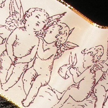 The Ribbon People Ivory and Burgundy Taffeta Cherubs Gold Wired Craft Ribbon - 2.5 Inch x 27 Yards - Perfect for Gift Wrapping, DIY Crafts, Wedding Decorations, and Holiday Projects