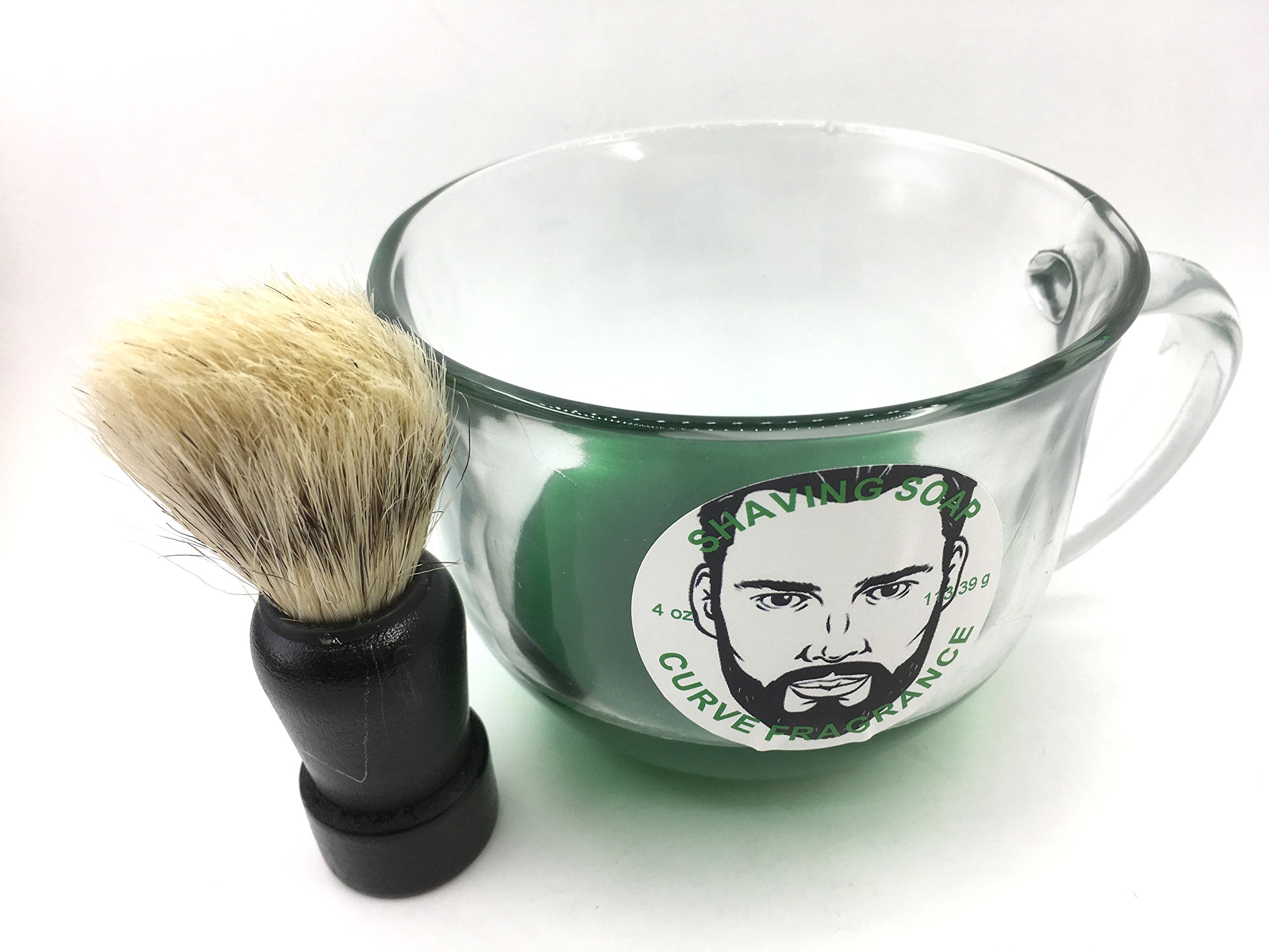 Premium Shaving Soap & Brush Set - 4oz Curve Type with Fragrance for Men - Perfect for Wet Shaving & Grooming Gifts