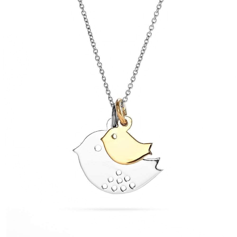 Custom Sterling Silver Mom and Baby Bird Charm Necklace for Women - Perfect Gift for New Mothers, Baby Showers & Mother's Day