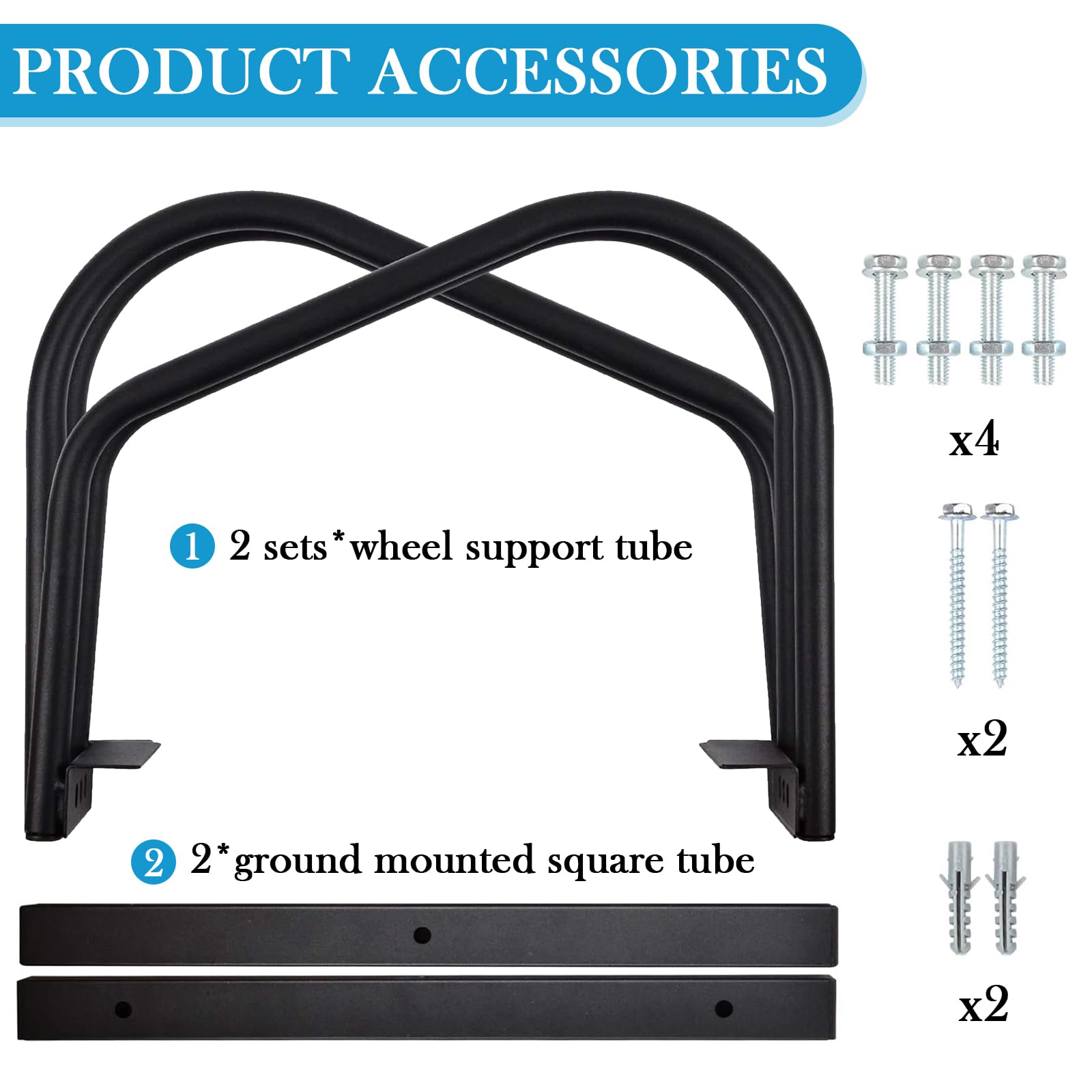 iCool Bikes Floor Bike Stand for 2 Bikes - Heavy Duty Bike Parking Rack for Garage Storage, Indoor/Outdoor Use - Fits Tires Up to 2.15