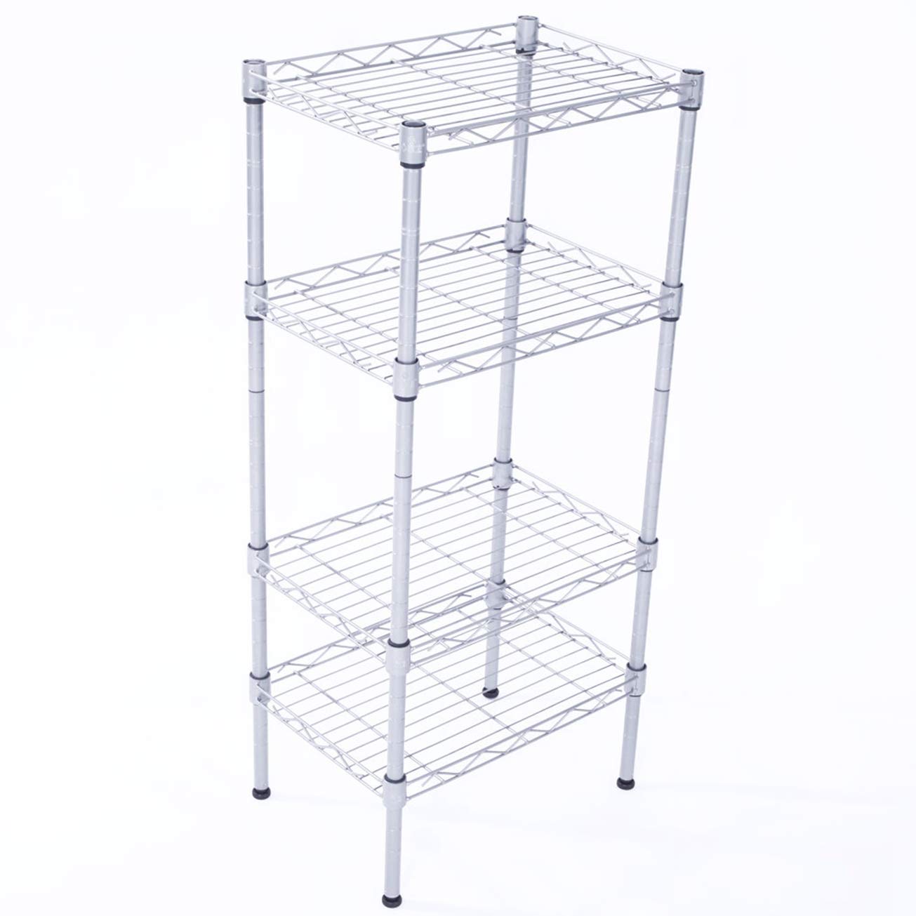4-Tier Rectangle Carbon Steel Storage Rack - Silver Gray Heavy Duty Utility Shelf Organizer for Kitchen, Bathroom, Living Room | Space-Saving Solution for Pantry Organization, Garage Storage & Closet Shelving by MITPATY