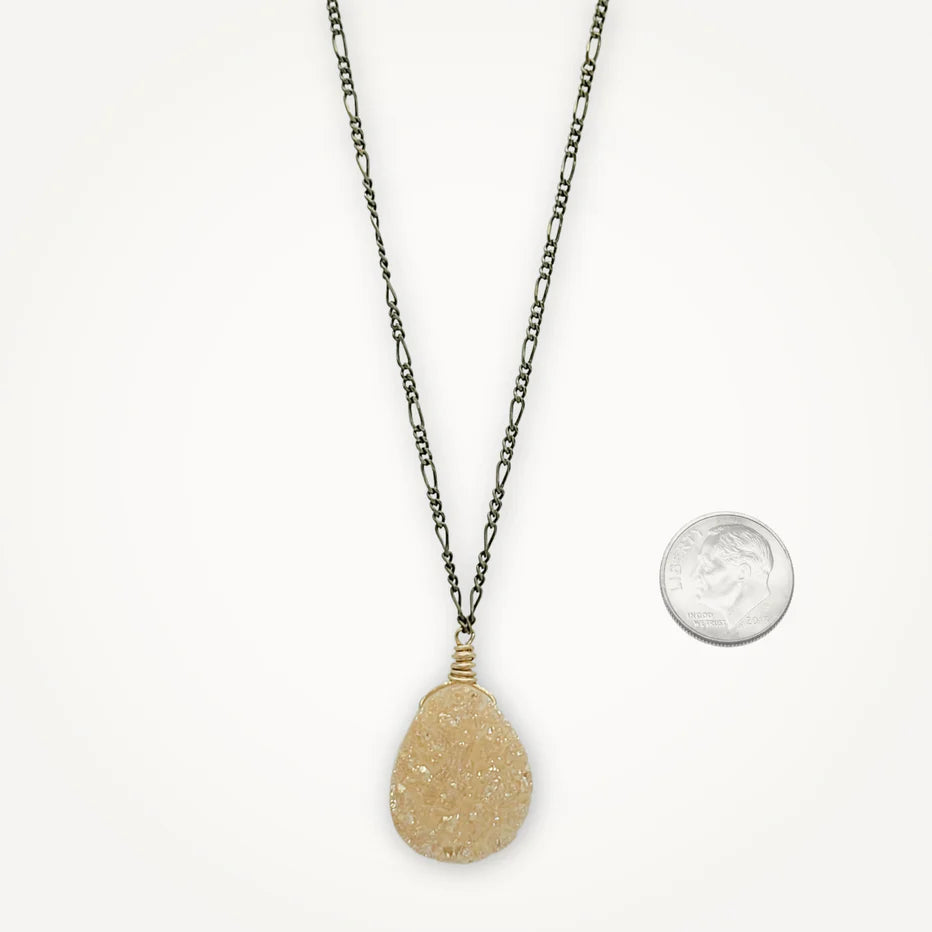 Elegant Champagne Druzy Pendant Necklace for Women - 18K Gold Plated Crystal Jewelry Gift for Birthday, Anniversary & Special Occasions