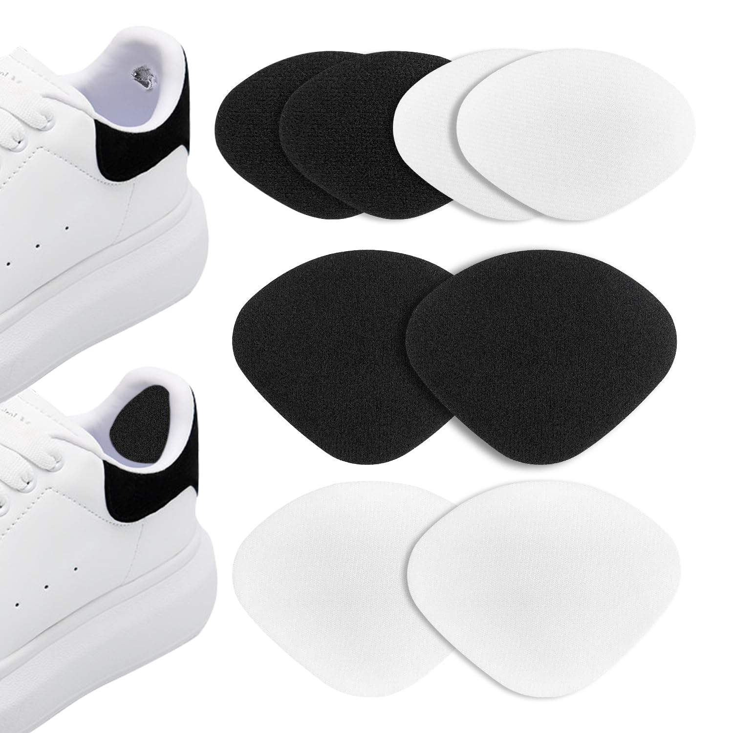 UTXN 8-Piece Shoe Repair Patches for Holes - Self-Adhesive Coach Heel Repair Patches (Black & White) - Durable Leather Shoe Fixing Kit for Sneakers, Boots & Dress Shoes - Perfect for Home, Office & Travel Use