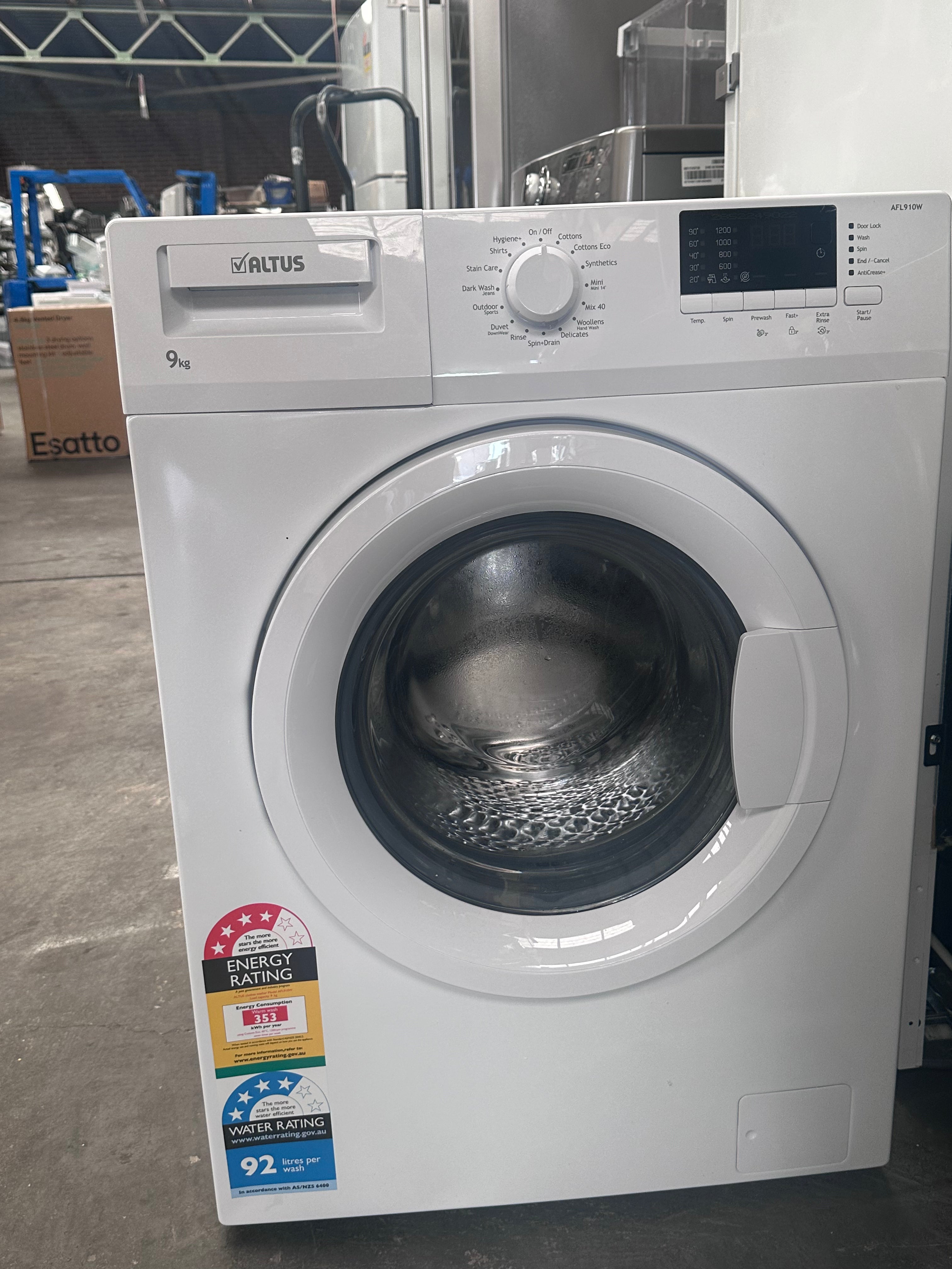 Altus AFL910W 9kg Front Load Washing Machine - Factory Refurbished for Home & Laundry Room Use