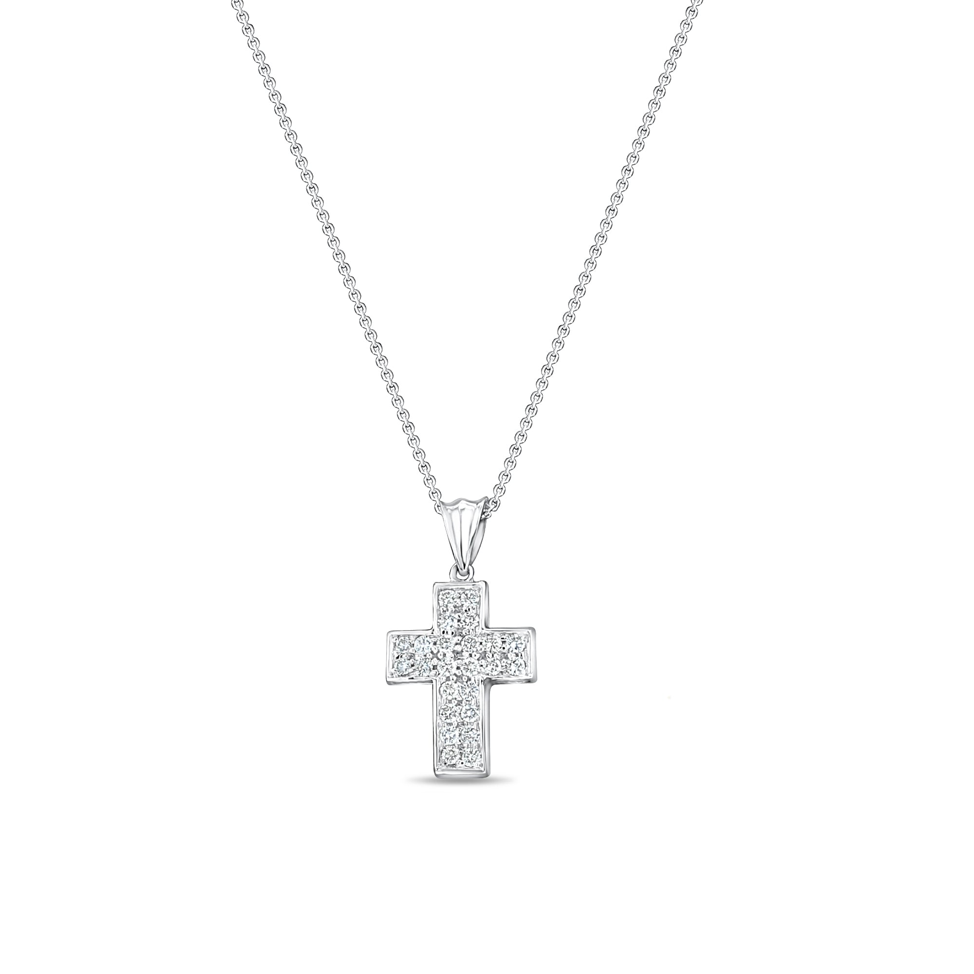 0.50 Carat Diamond Cross Pendant Necklace in 14K White Gold - Elegant Religious Jewelry Gift for Women, Perfect for Church, Weddings & Special Occasions
