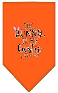 Bunny is My Bestie Screen Print Bandana - Soft Cotton Pet Bandanas in Multiple Colors - Perfect for Dog & Cat Accessories, Pet Parties & Photo Shoots