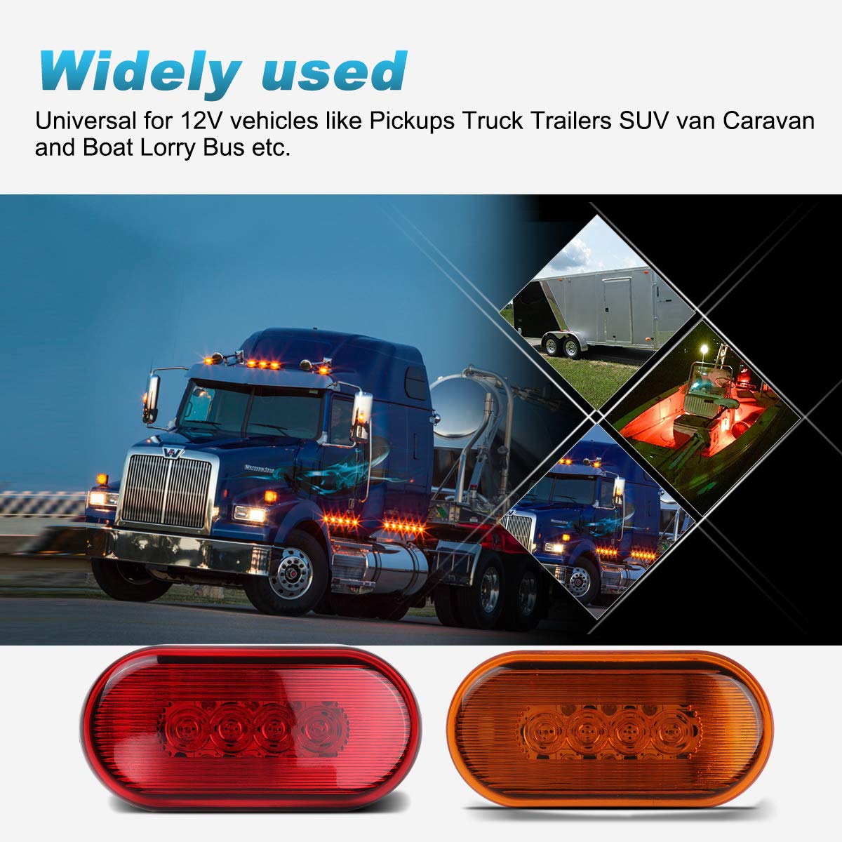 Partsam 2 Amber + 2 Red 12V 4