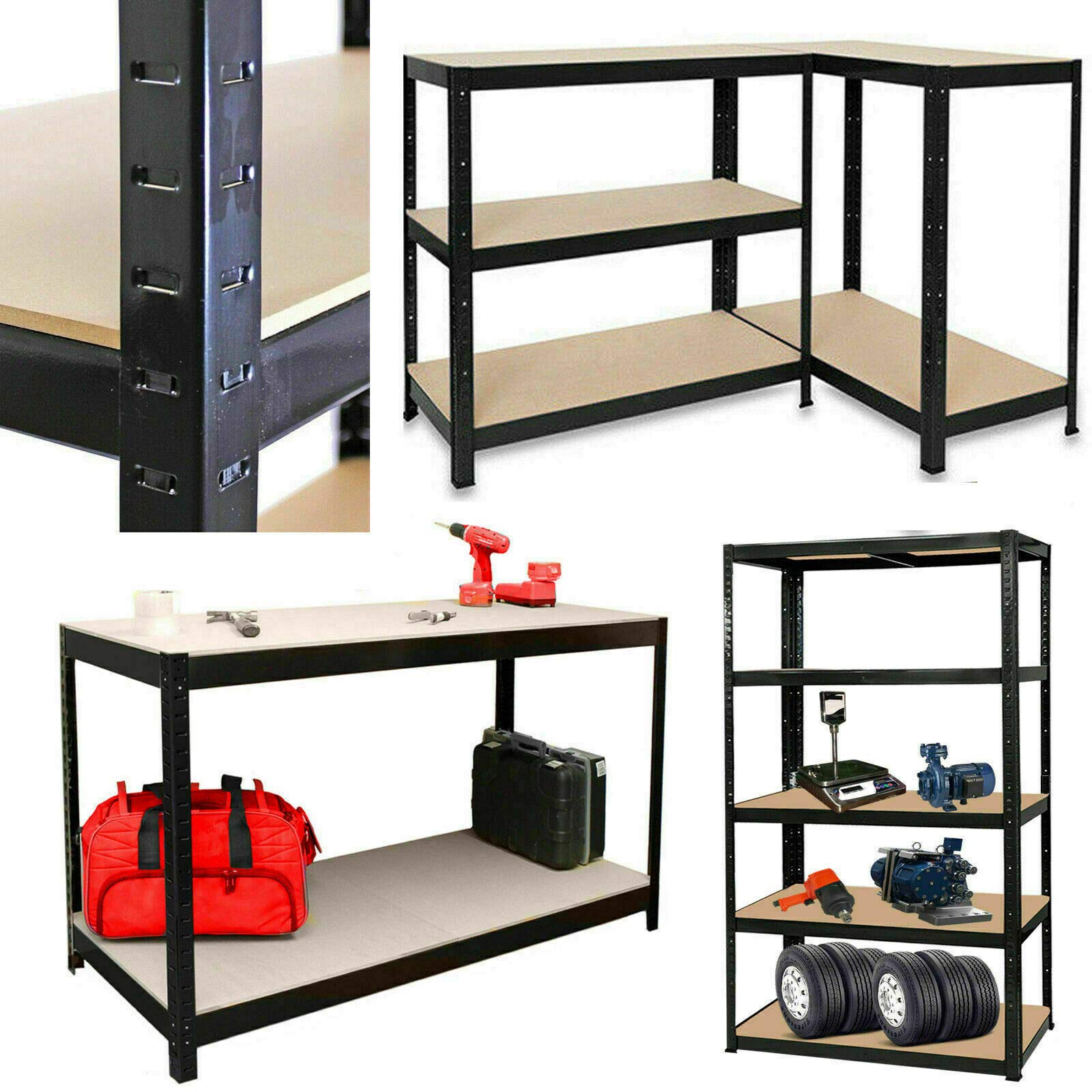 Heavy Duty 5-Tier Storage Shelves - 175KG Capacity Per Shelf, Black (180x90x40cm) - Ideal for Garage, Warehouse, Home, Kitchen & Office Organization