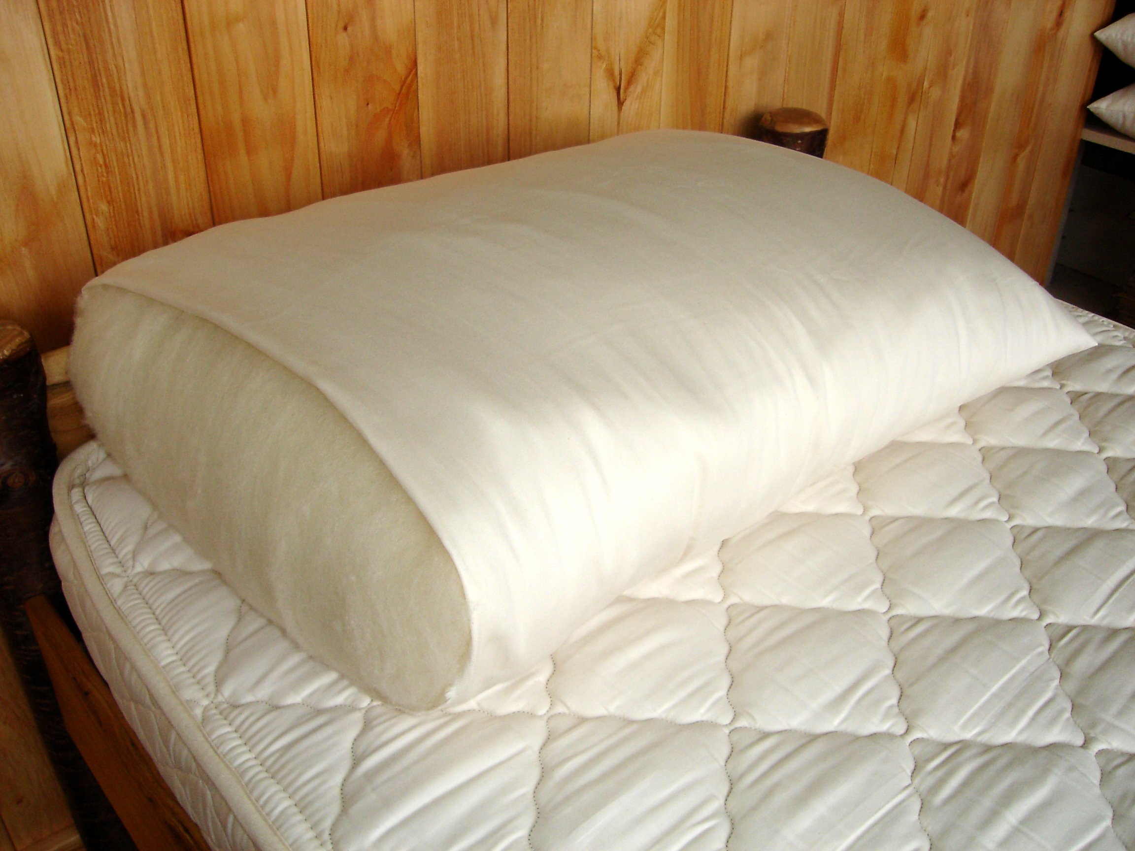 Holy Lamb Organics Natural Wool Filled Queen Size Bed Pillow - Hypoallergenic & Breathable for Allergy Relief & Better Sleep