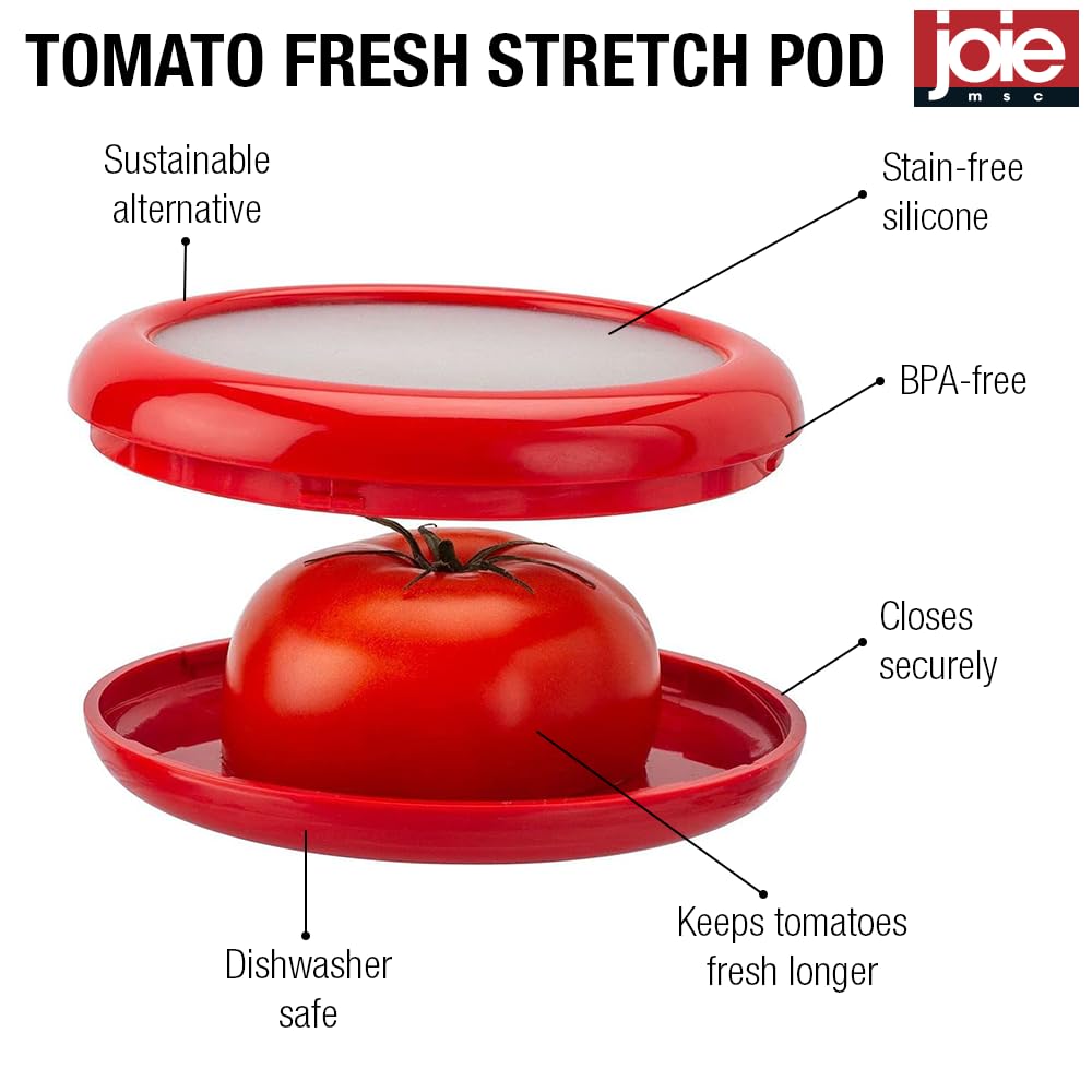 Joie Fresh Stretch Pod Tomato Storage Container - Silicone Food Saver for Leftover Produce | Keeps Fruits & Vegetables Fresh in Fridge | Reusable, Dishwasher Safe & BPA-Free Kitchen Gadget | Perfect for Meal Prep, Snack Storage & Organizing Fridge