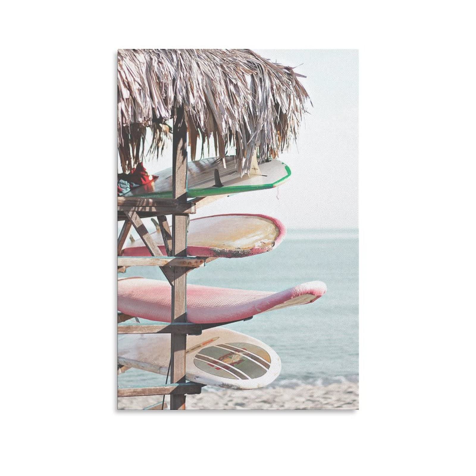 Premium Surfboard Beach Summer Canvas Wall Art Print - 12x18 Inches (30x45cm) Sports Landscape Painting for Living Room, Bedroom & Office Decor - Perfect Gift for Surf Lovers & Beach Themed Home Decoration