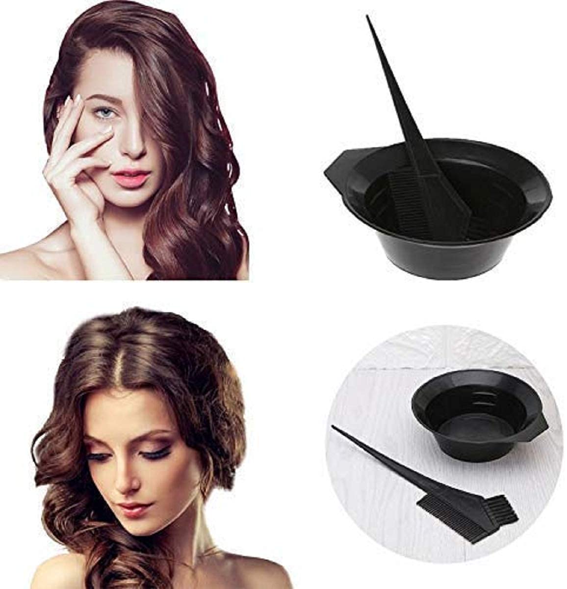 Baba Enterprises Professional Hair Coloring Kit - Hair Comb, Dye Brush & Mixing Bowl for Salon & Home Use (Black) | Perfect for DIY Hair Dye, Highlights & Root Touch Ups