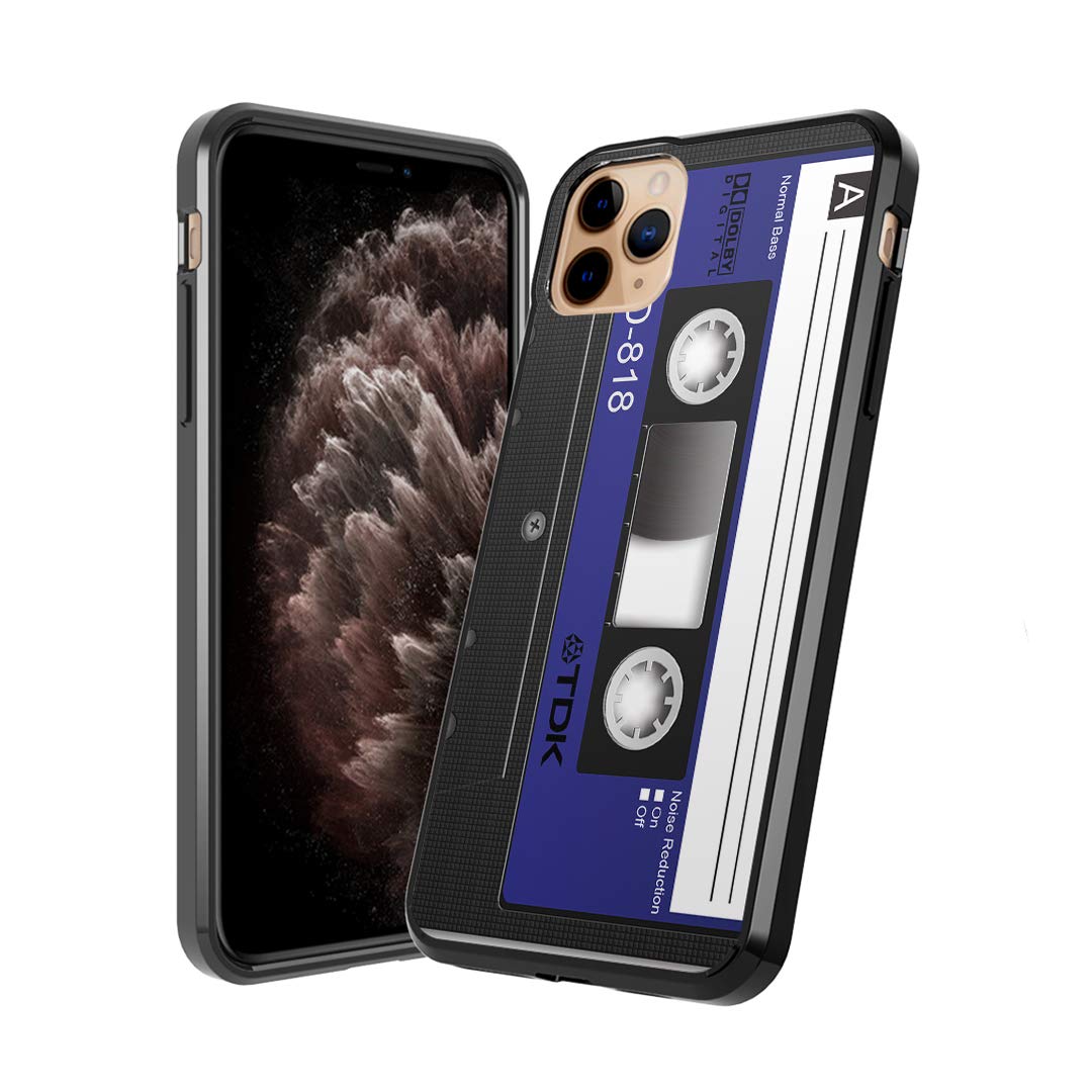 Moriko Cute Fusion Gel Case for iPhone 11 Pro - Anti-Scratch Slim Soft Grip Protective Cover (5.8 Inch) | Blue Cassette Tape Design | Perfect for Everyday Protection & Stylish Look