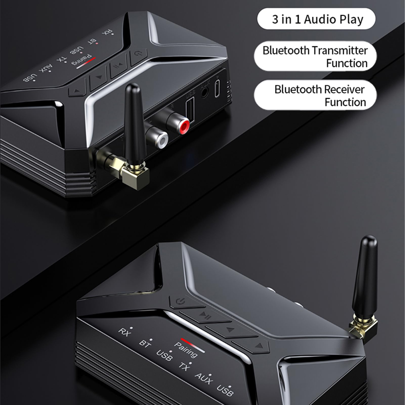 Veeteah Wireless Audio Adapter for Speakers - Bluetooth 5.0 Transmitter & Receiver with Noise Cancellation | Portable Wireless Music Converter for iPhone, Android, Smartphones, Tablets | Perfect for Home, Office, and Outdoor Music Streaming