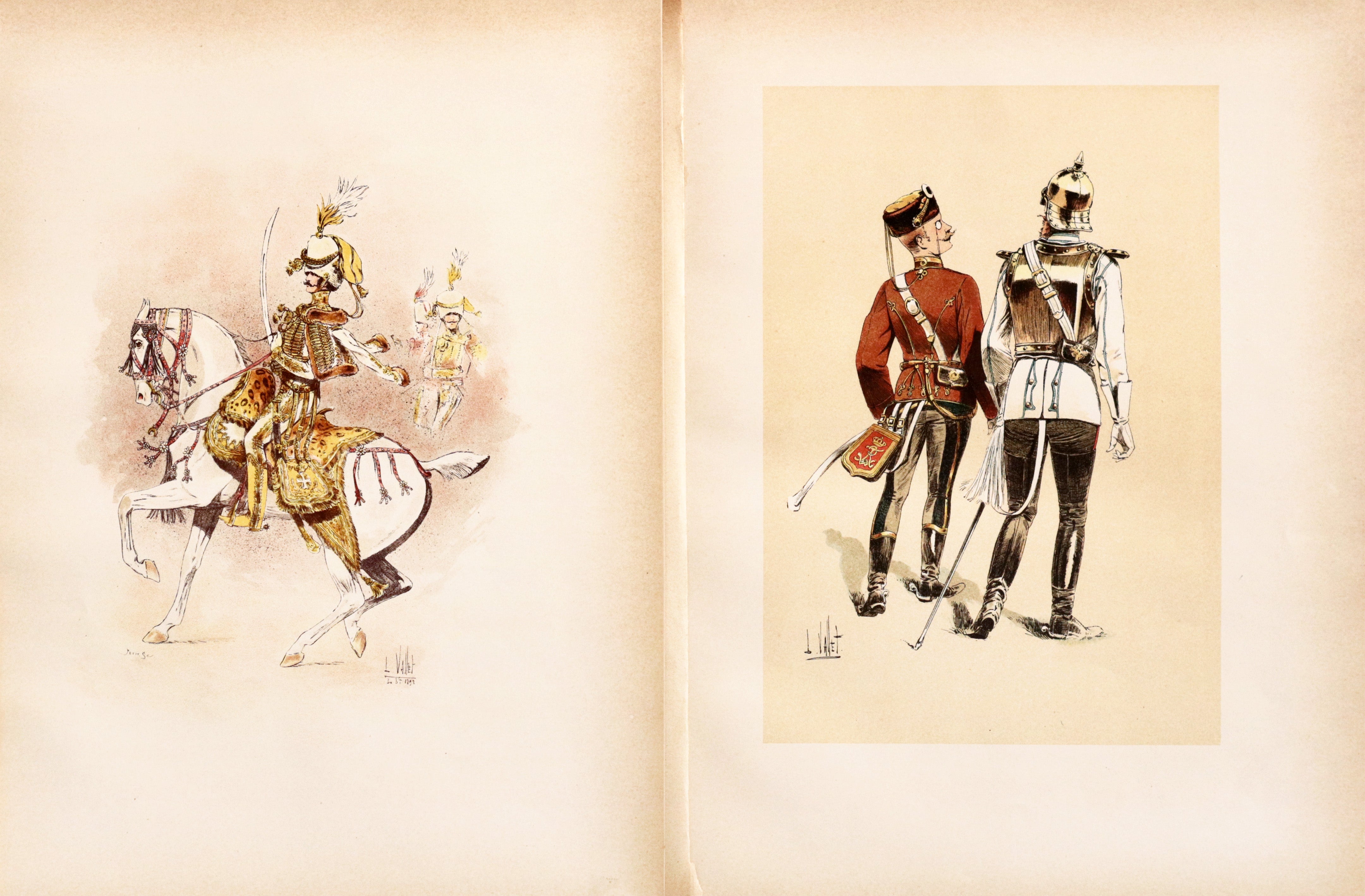 Antique 1893 French Cavalry Lithographs by Firmin Didot & Vallet - Set #13 | Vintage Military Art Prints for Home Decor, Office Wall Art, and Historical Collectibles