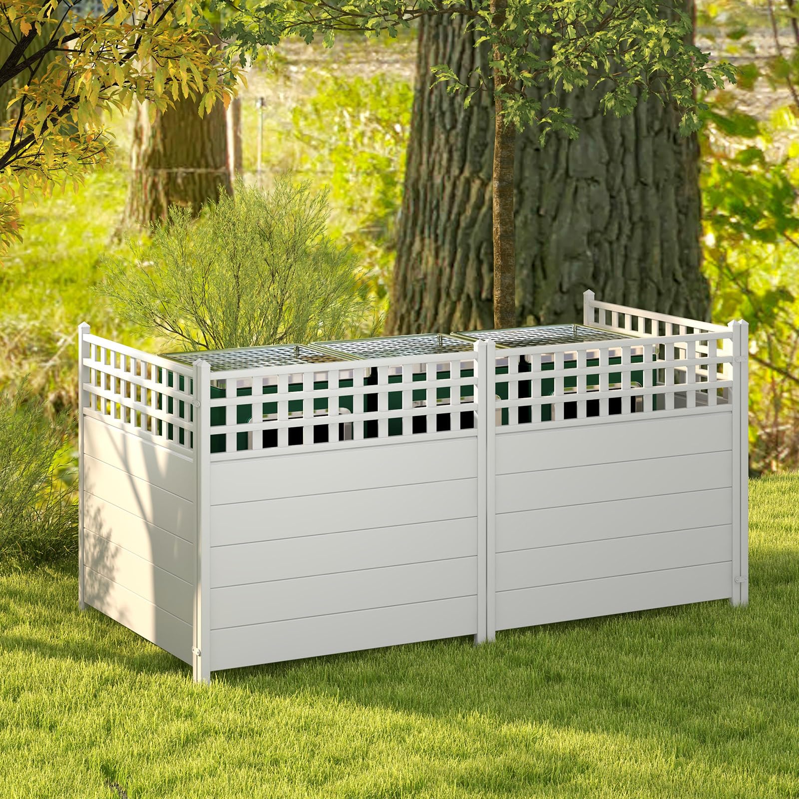 Happygrill 2-Panel PVC Air Conditioner Fence - 45