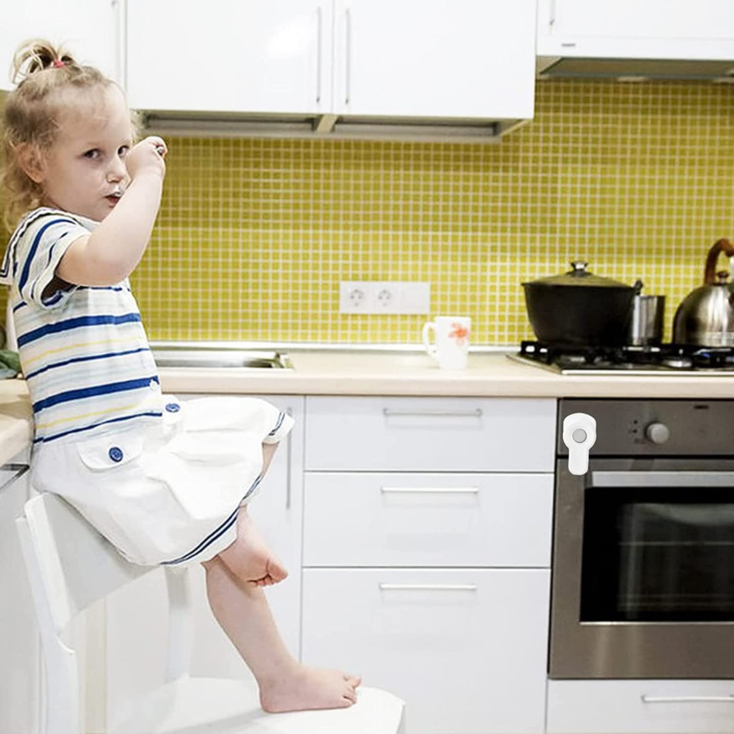 ZERRIOY 2-Pack Child Proof Oven Locks with 3M Adhesive - Heat Resistant Baby Safety Cabinet Locks for Oven, Dishwasher, Drawers & Cabinets - Easy Installation White (Perfect for Childproofing Kitchens & Homes)