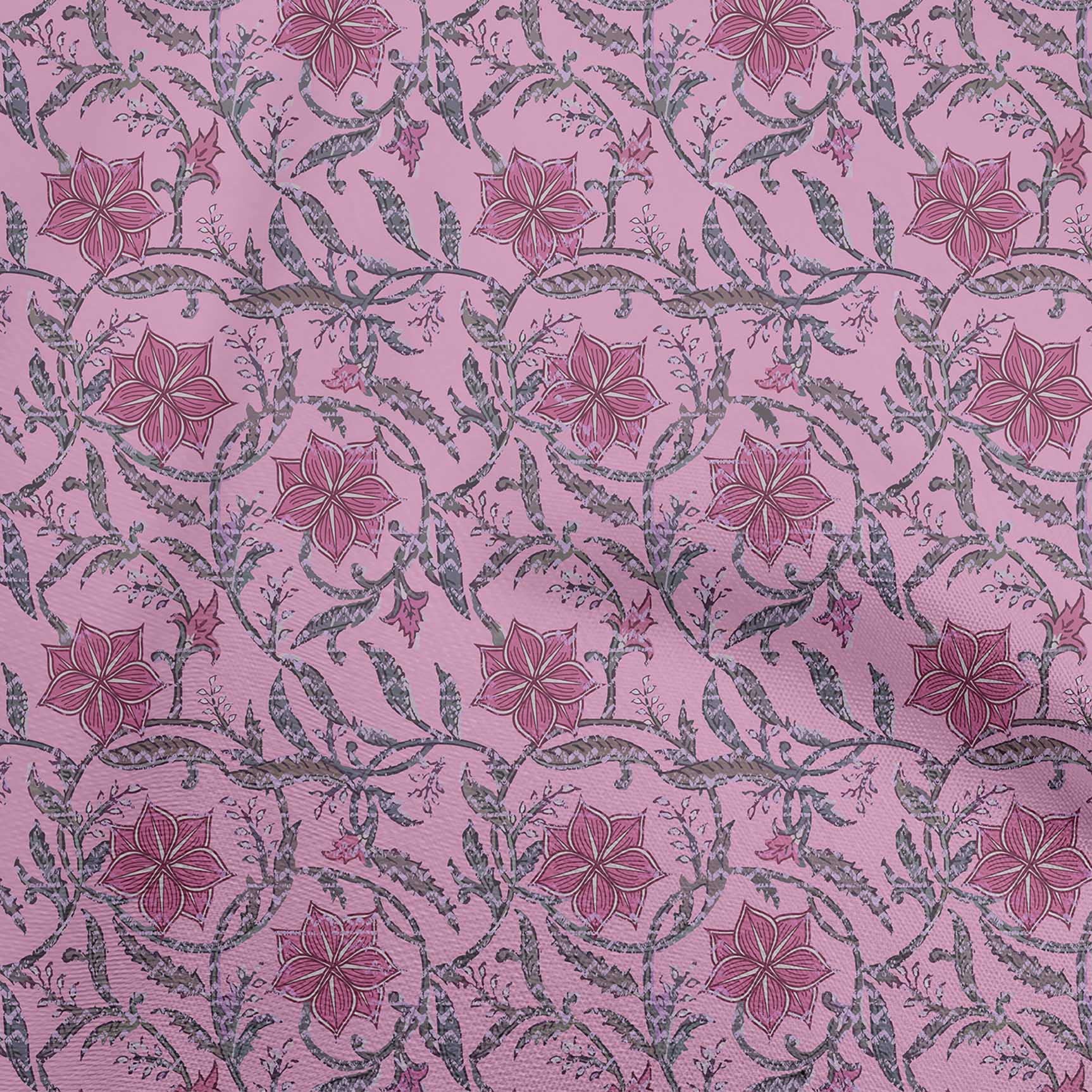 oneOone Georgette Viscose Pink Batik Dress Fabric - 42 Inch Wide Floral Printed Material by The Yard (7111) | Perfect for Summer Dresses, Scarves & Boho Home Decor