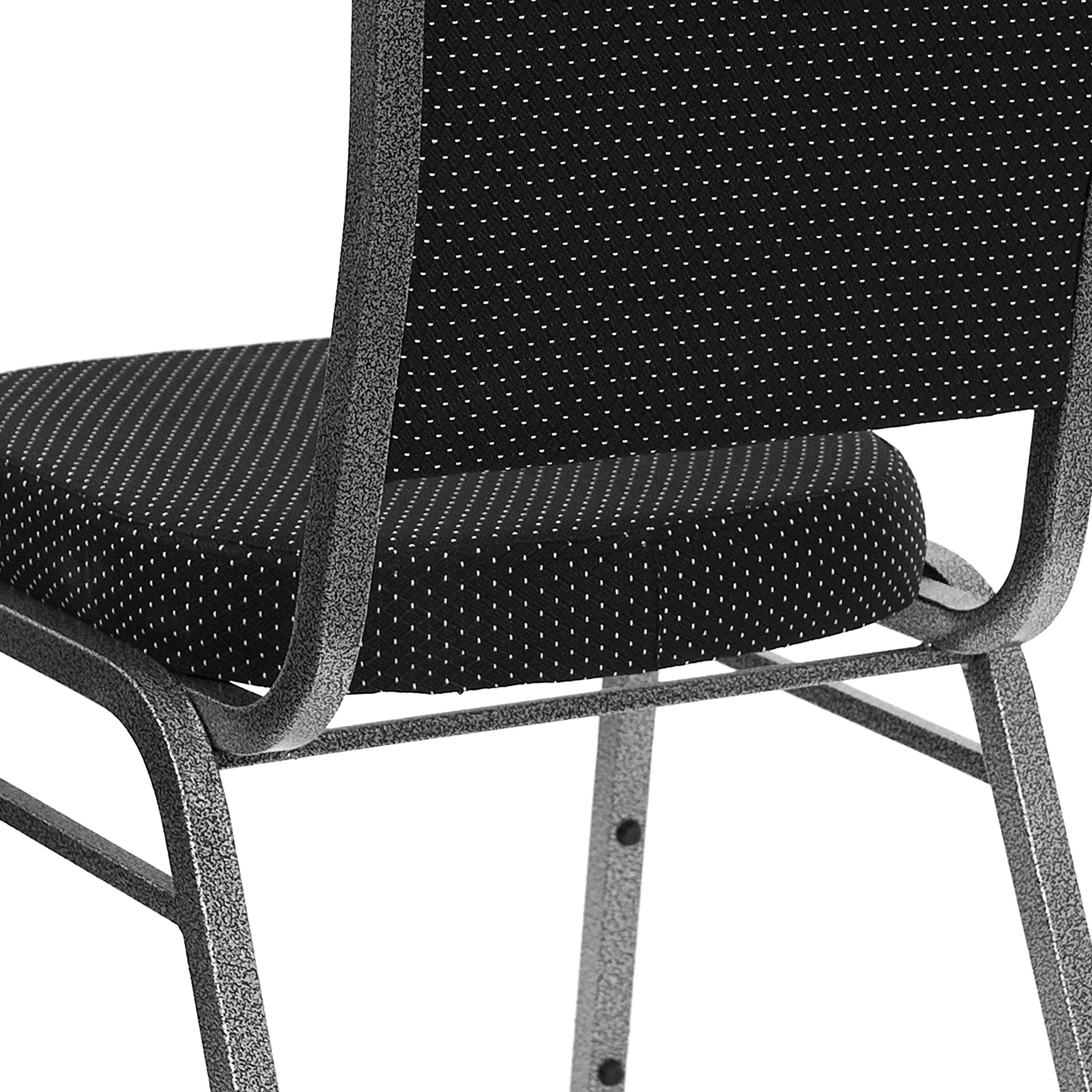 EMMA + OLIVER Crown Back Banquet Chair - Black Dot Fabric with Silver Vein Frame - Elegant Dining Chairs for Wedding, Restaurant, and Home Decor