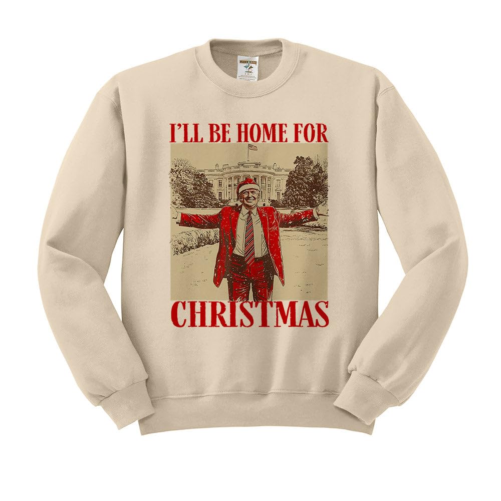 Vintage Trump Home for Christmas Sweatshirt - Unisex Holiday Pullover for Men & Women - Perfect for Christmas Parties & Family Gatherings