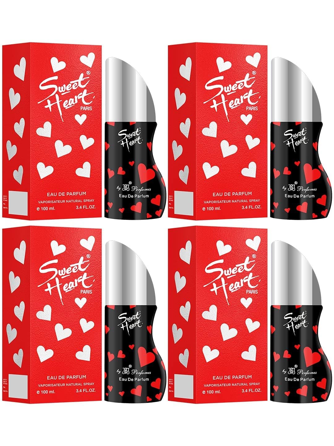Sweetheart Red Long-Lasting Eau De Parfume for Women (100ml) - Floral Fruity Fragrance Gift Set of 4 | Perfect for Valentine's Day, Anniversary & Romantic Date Nights