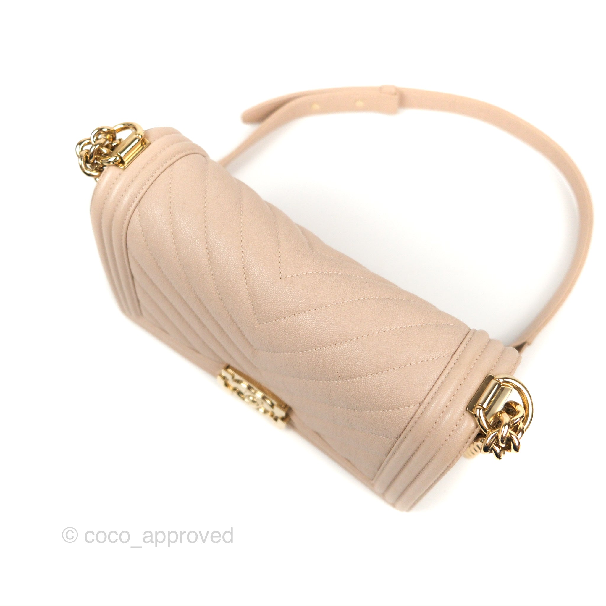 Chanel Chevron Medium Boy Bag in Nude Pink Caviar Leather with Gold Hardware - Perfect for Date Night & Special Occasions