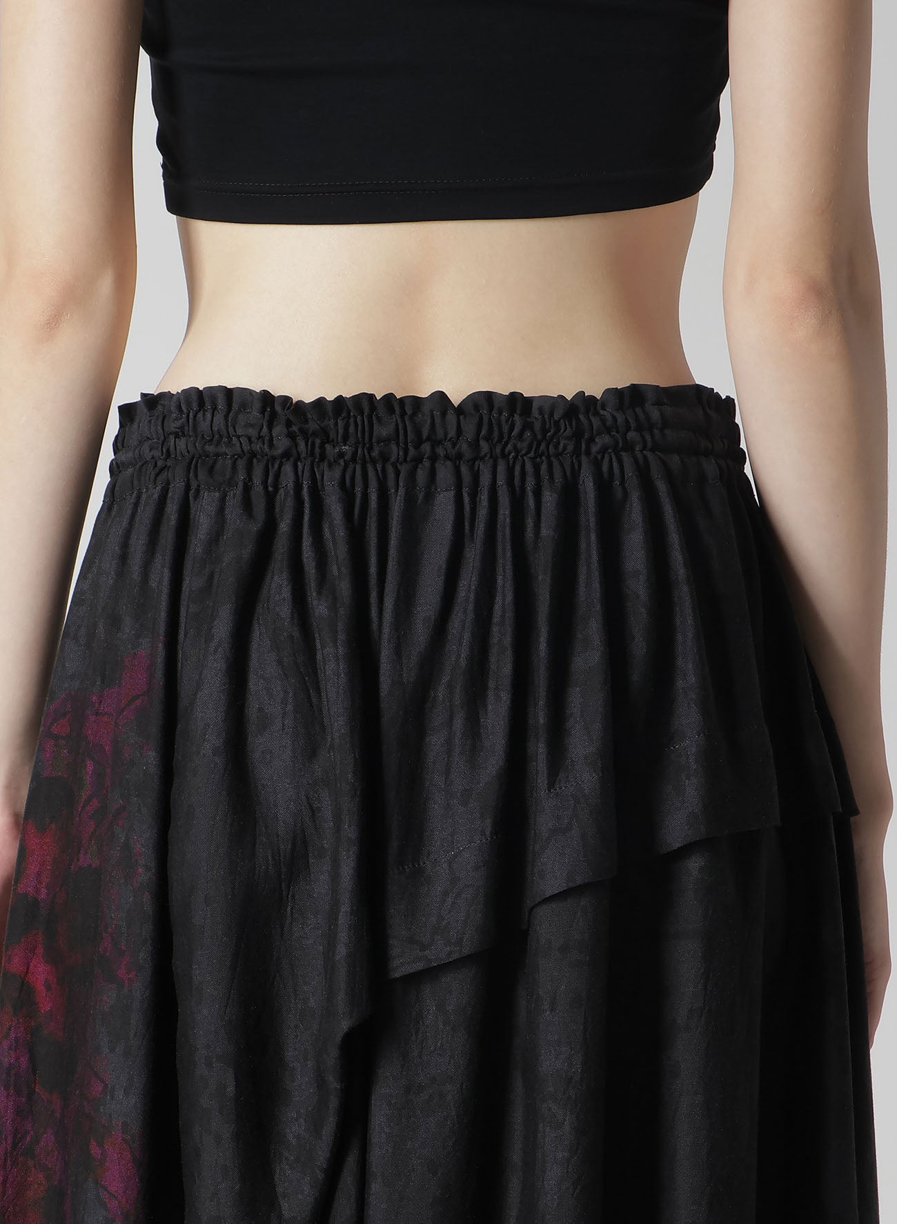 Cupro/Dungaree Twill Floral & Asphalt Print Right Tucked Asymmetric Skirt - Chic Women's Fashion Skirt for Casual Wear, Office Outfits & Special Occasions